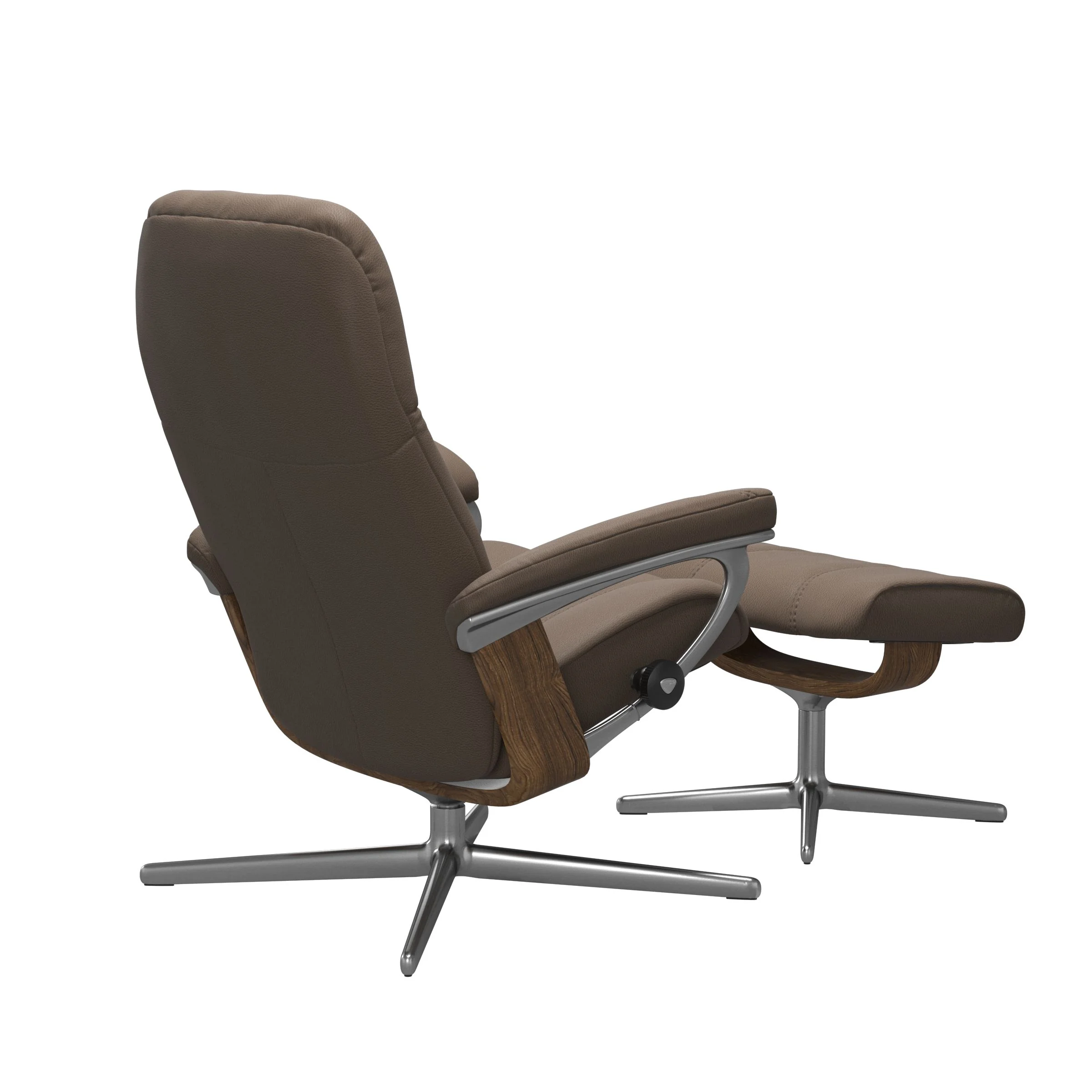 Stressless Consul Cross Sessel mit Hocker M Leder Batick Mole Teak Chrom