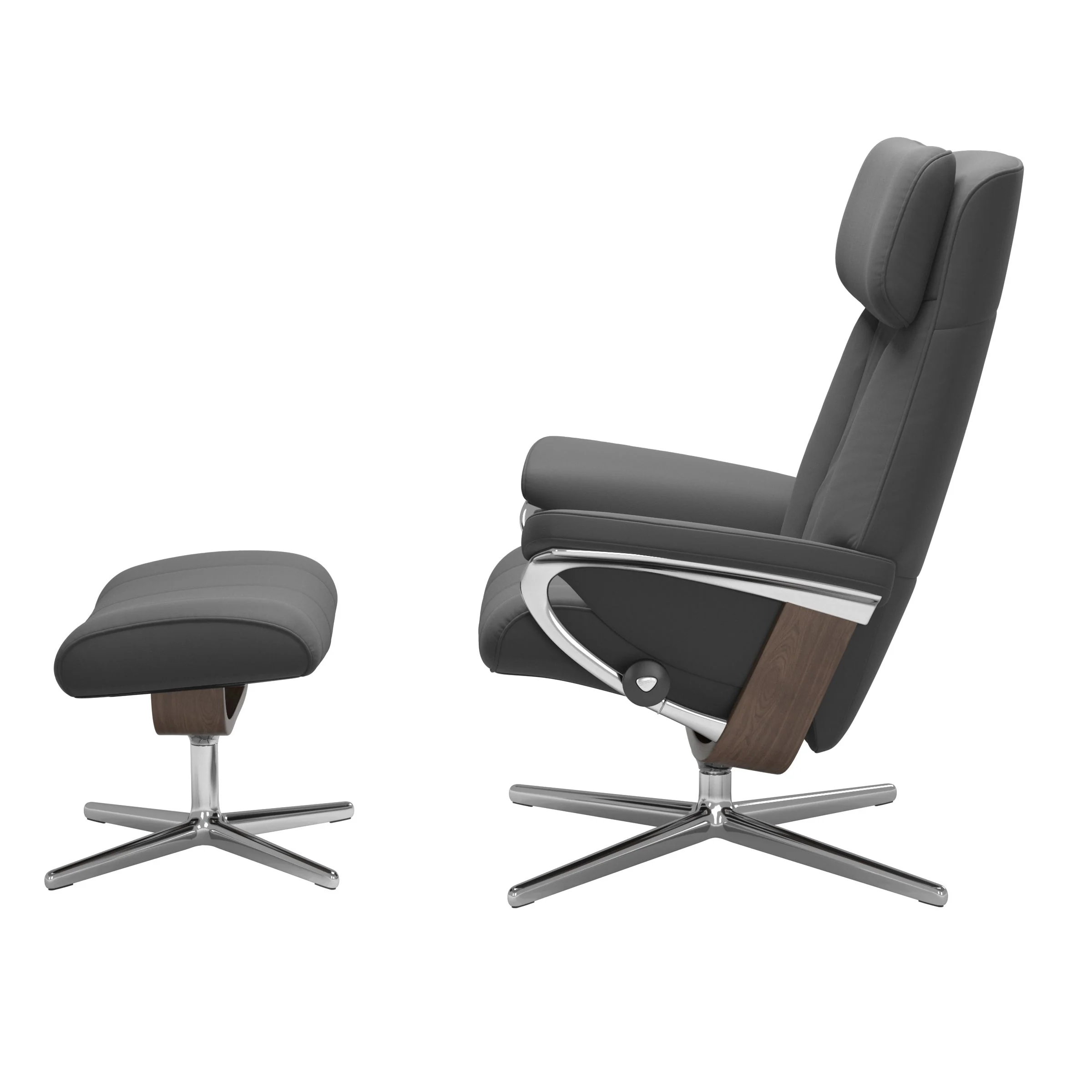 Stressless Paul Cross Sessel mit Hocker M Leder Batick Walnuss Chrom