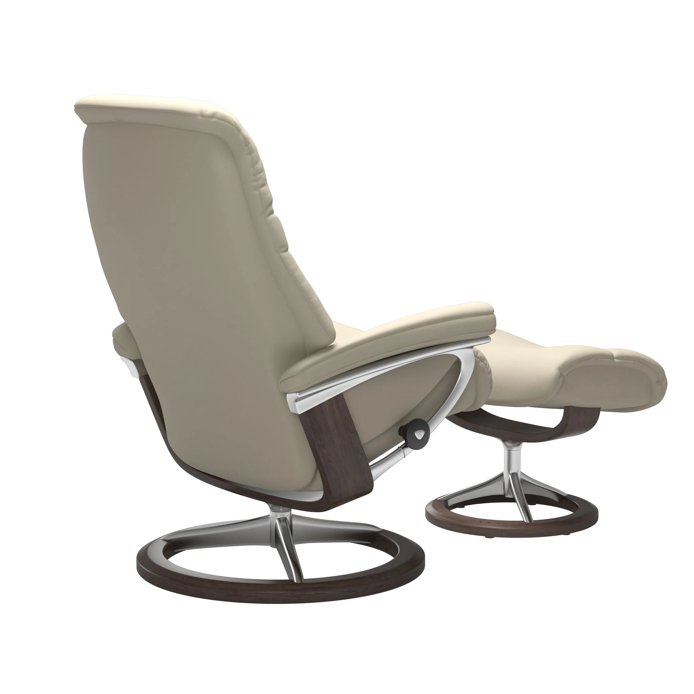 Stressless Sunrise Signature Sessel mit Hocker M Leder Batick Cream Wenge Chrom