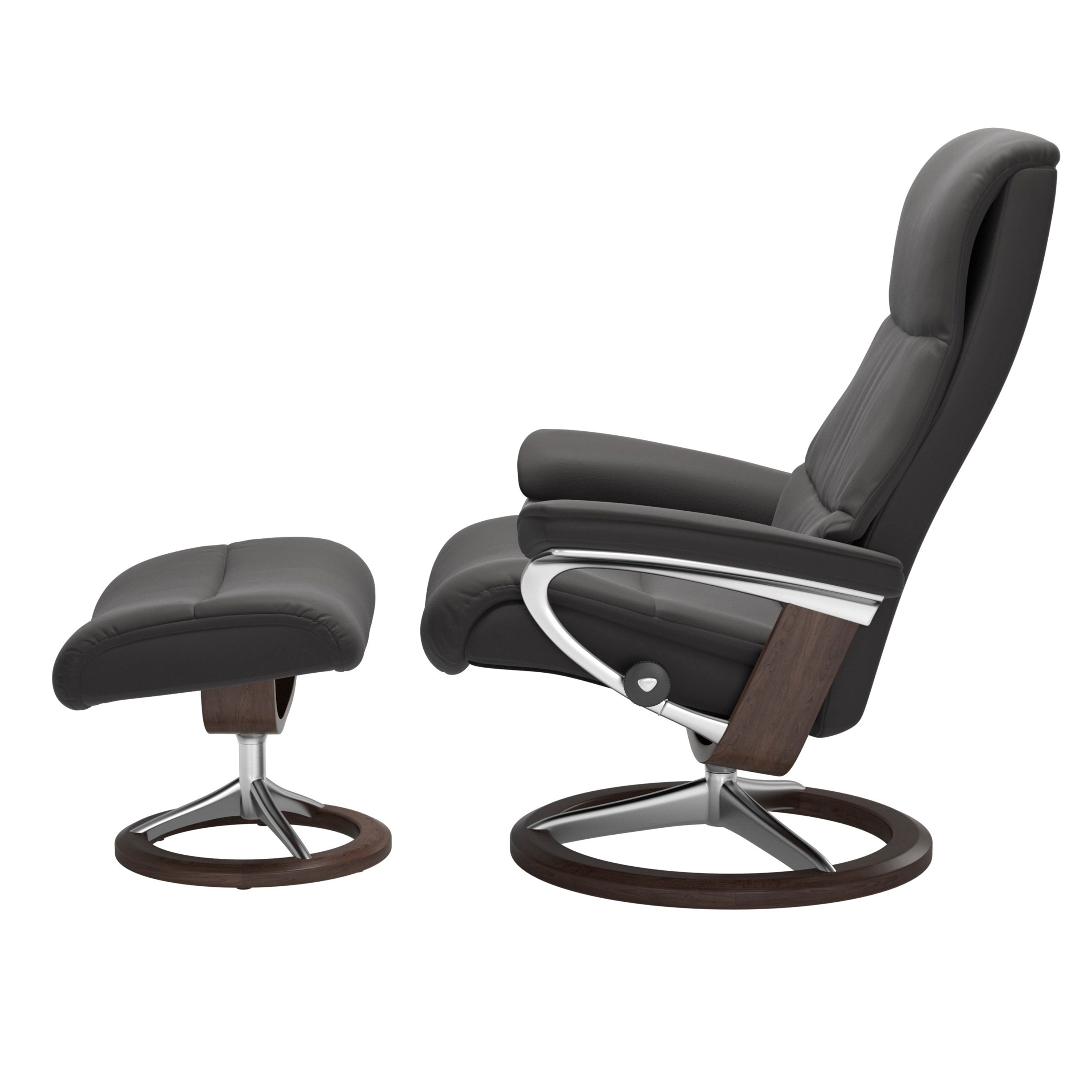 Stressless View Signature Sessel mit Hocker M Leder Paloma Rock Wenge Chrom