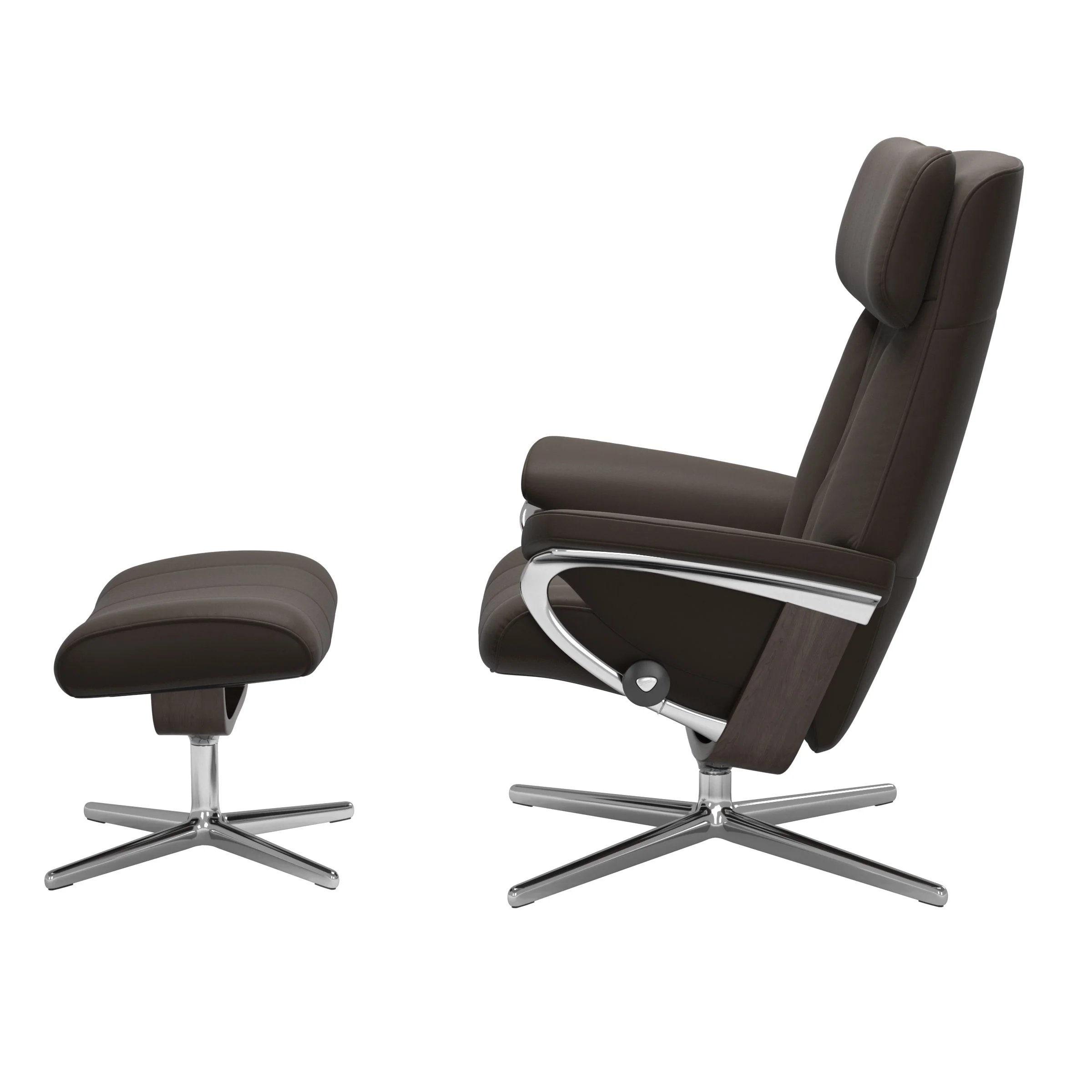 Stressless Paul Cross Sessel mit Hocker M Leder Batick Wenge Chrom