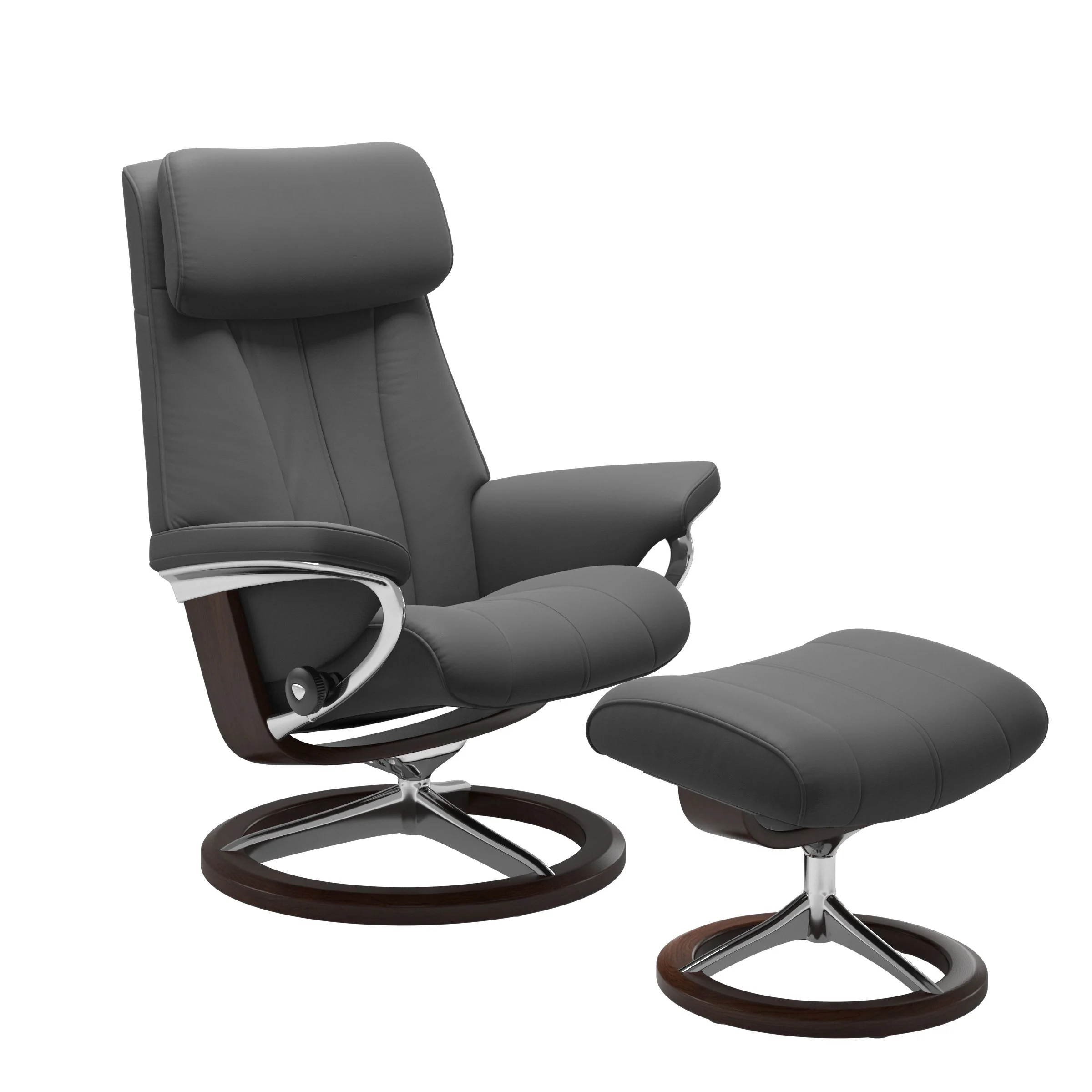 Stressless Paul Signature Sessel mit Hocker M Leder Batick Braun Chrom