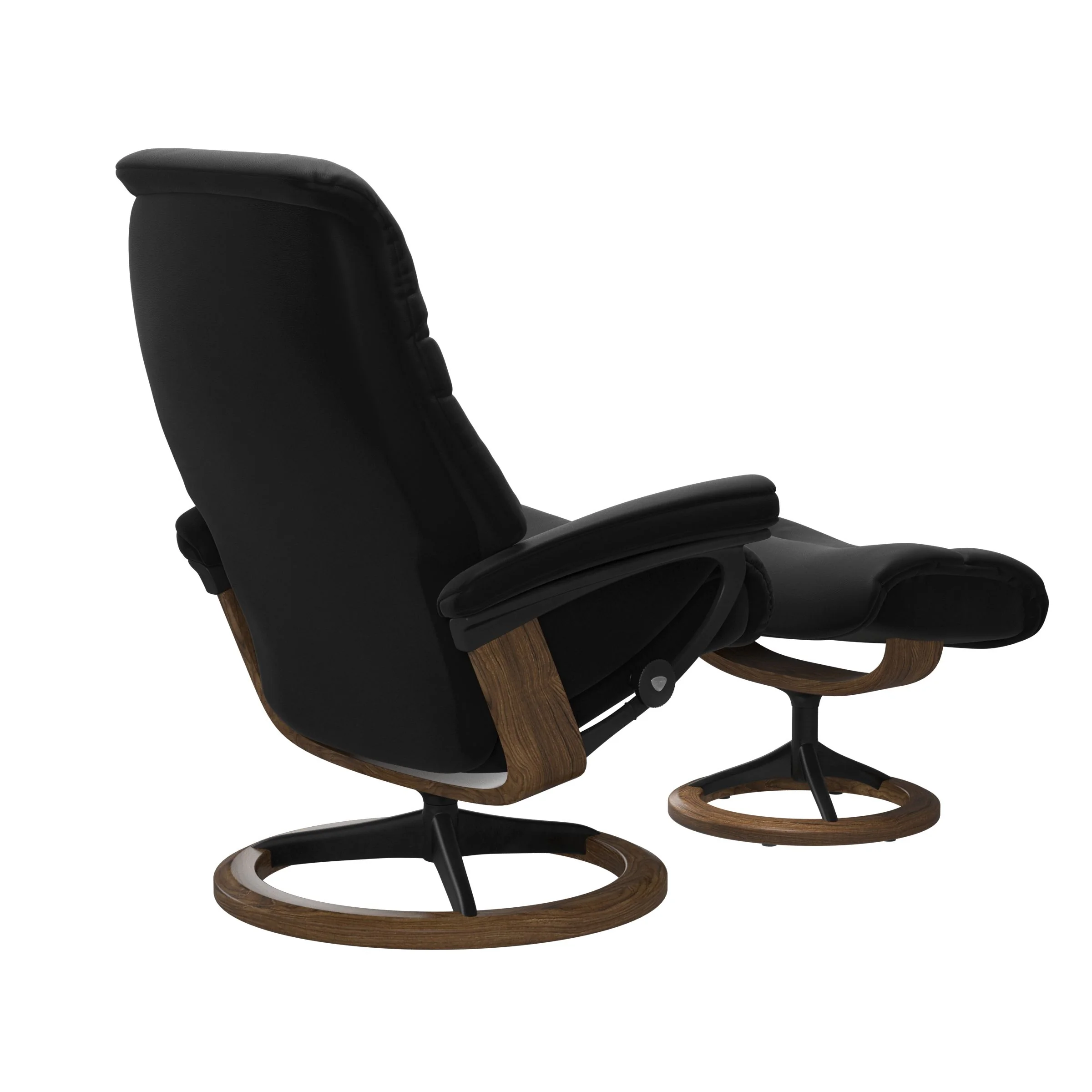 Stressless Sunrise Signature Sessel mit Hocker M Leder Paloma Black Teak Mattschwarz
