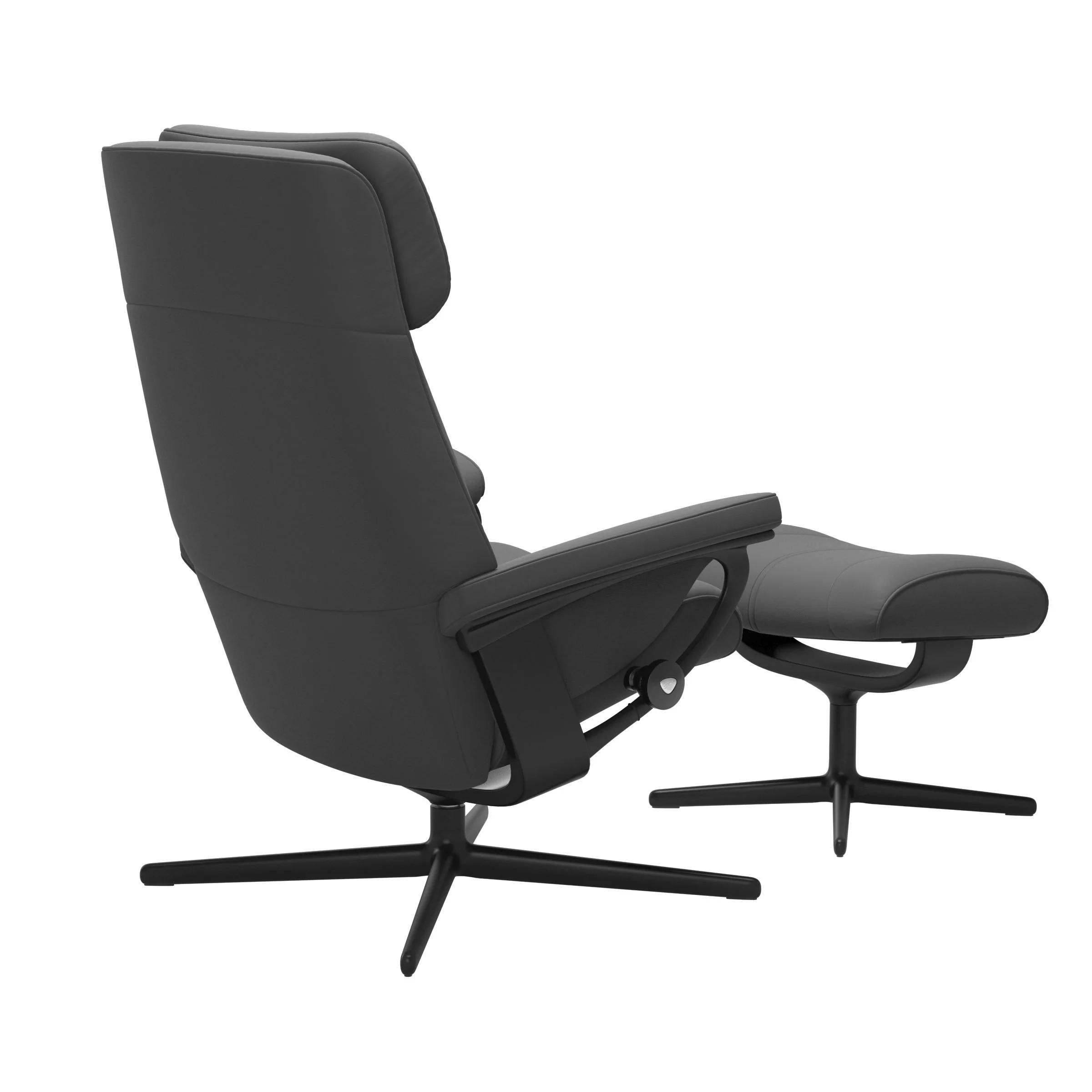 Stressless Paul Cross Sessel mit Hocker M Leder Batick Schwarz Mattschwarz