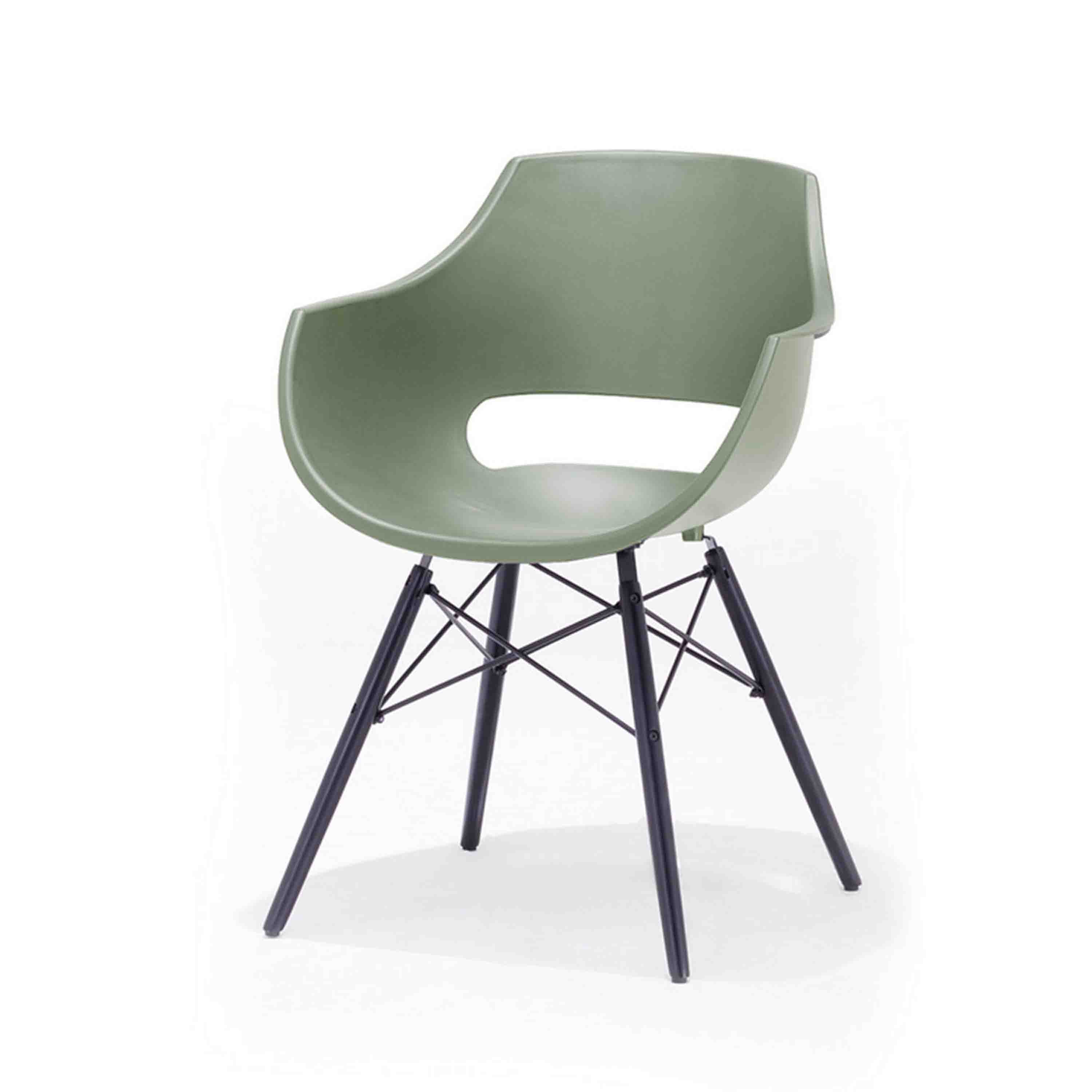 MCA Furniture Schalenstuhl Rockville 4er-Set Gestell Schwarz matt lackiert Grün