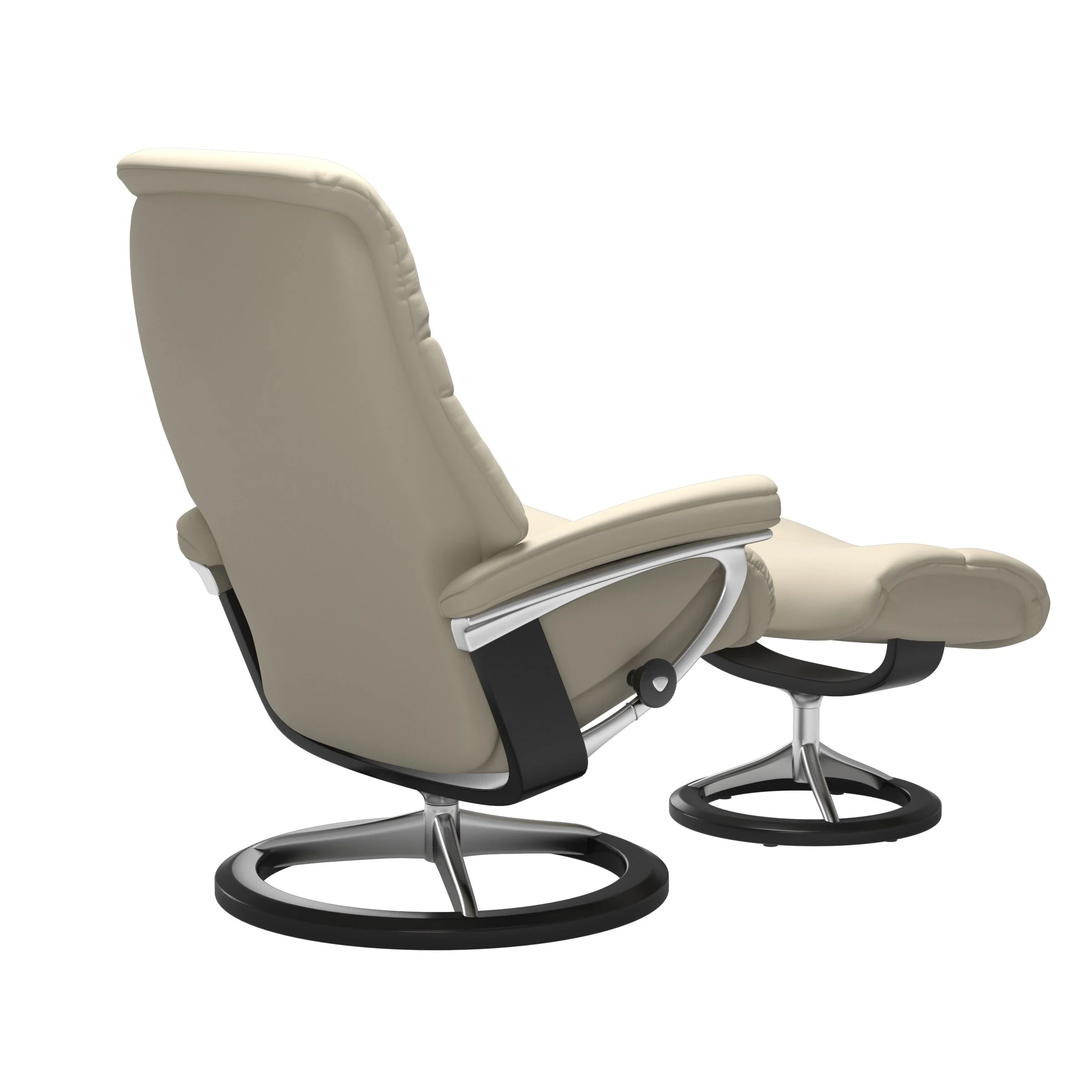 Stressless Sunrise Signature Sessel mit Hocker M Leder Batick Cream Schwarz Chrom