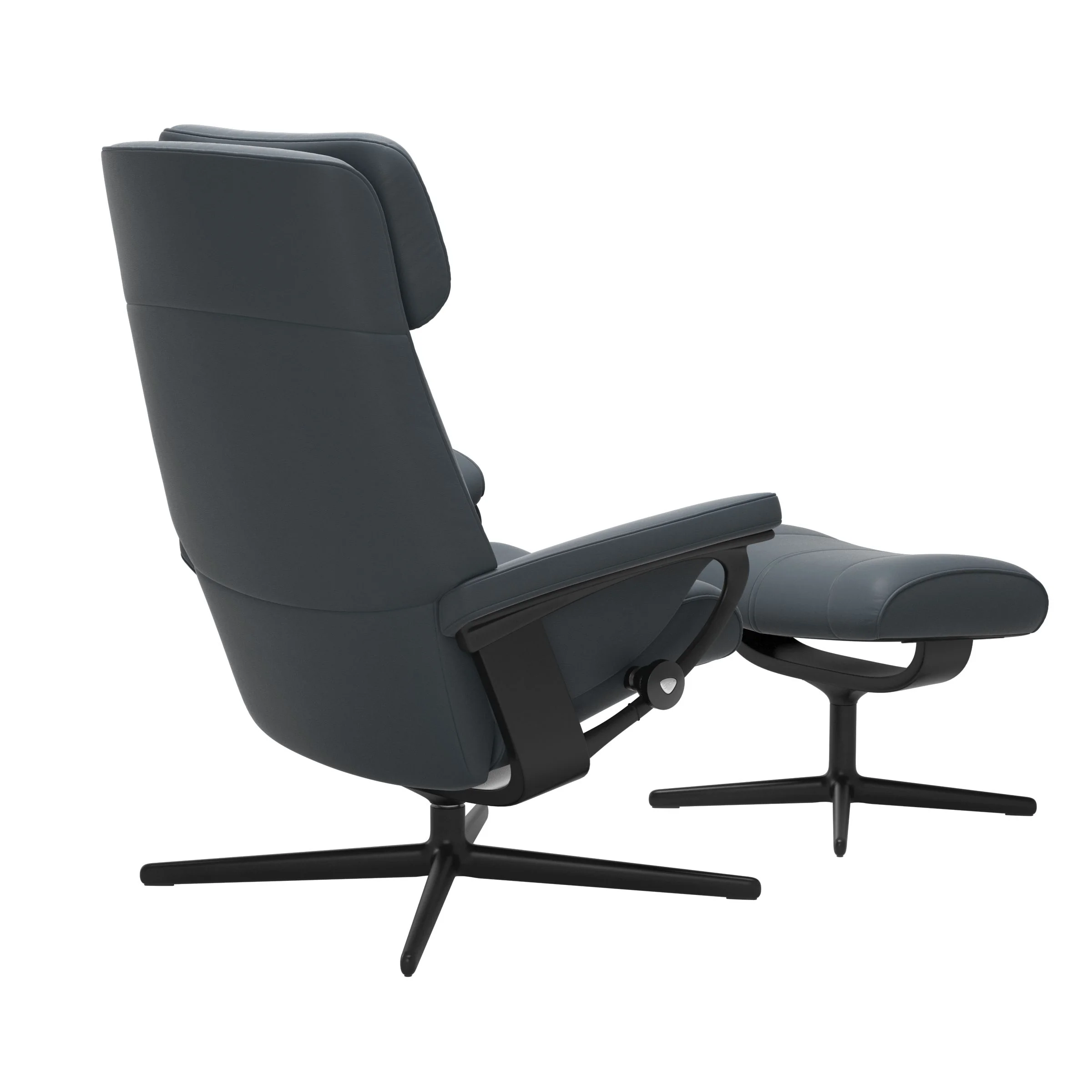 Stressless Paul Cross Sessel mit Hocker M Leder Batick Schwarz Mattschwarz