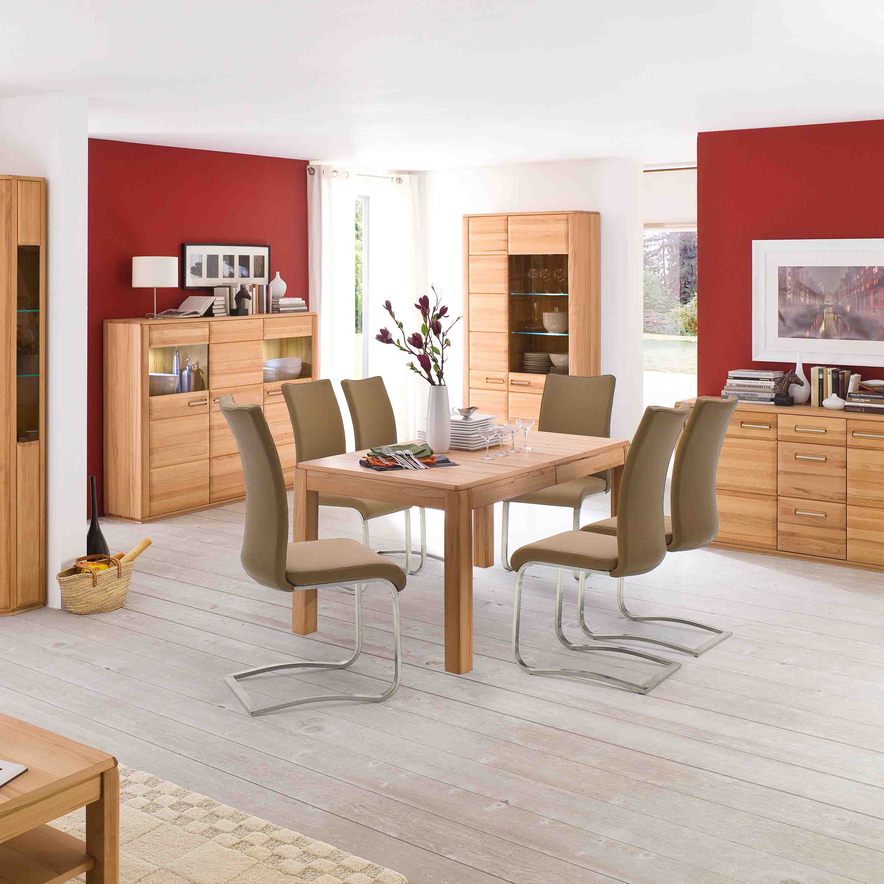MCA Furniture Schwingstuhl Arco Echtleder 2er-Set Cappuccino