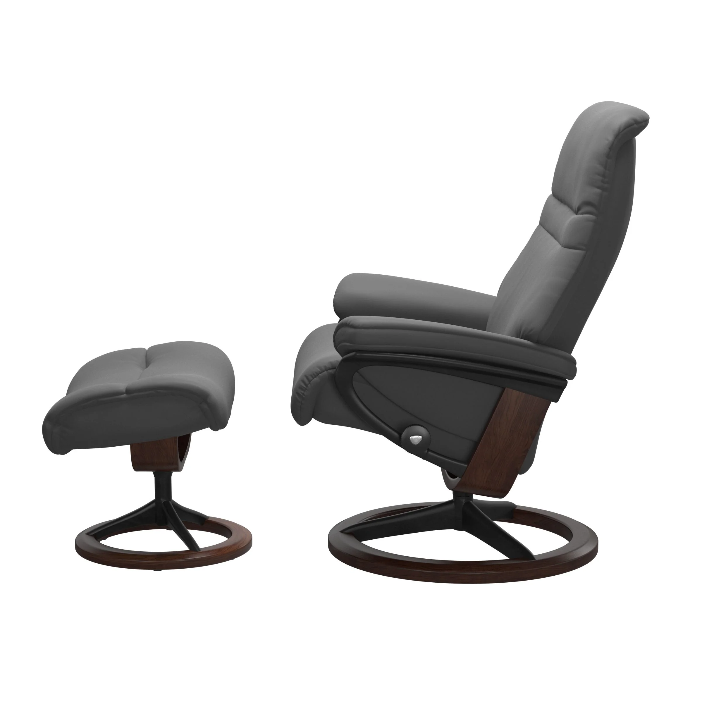 Stressless Sunrise Signature Sessel mit Hocker M Leder Batick Braun Mattschwarz