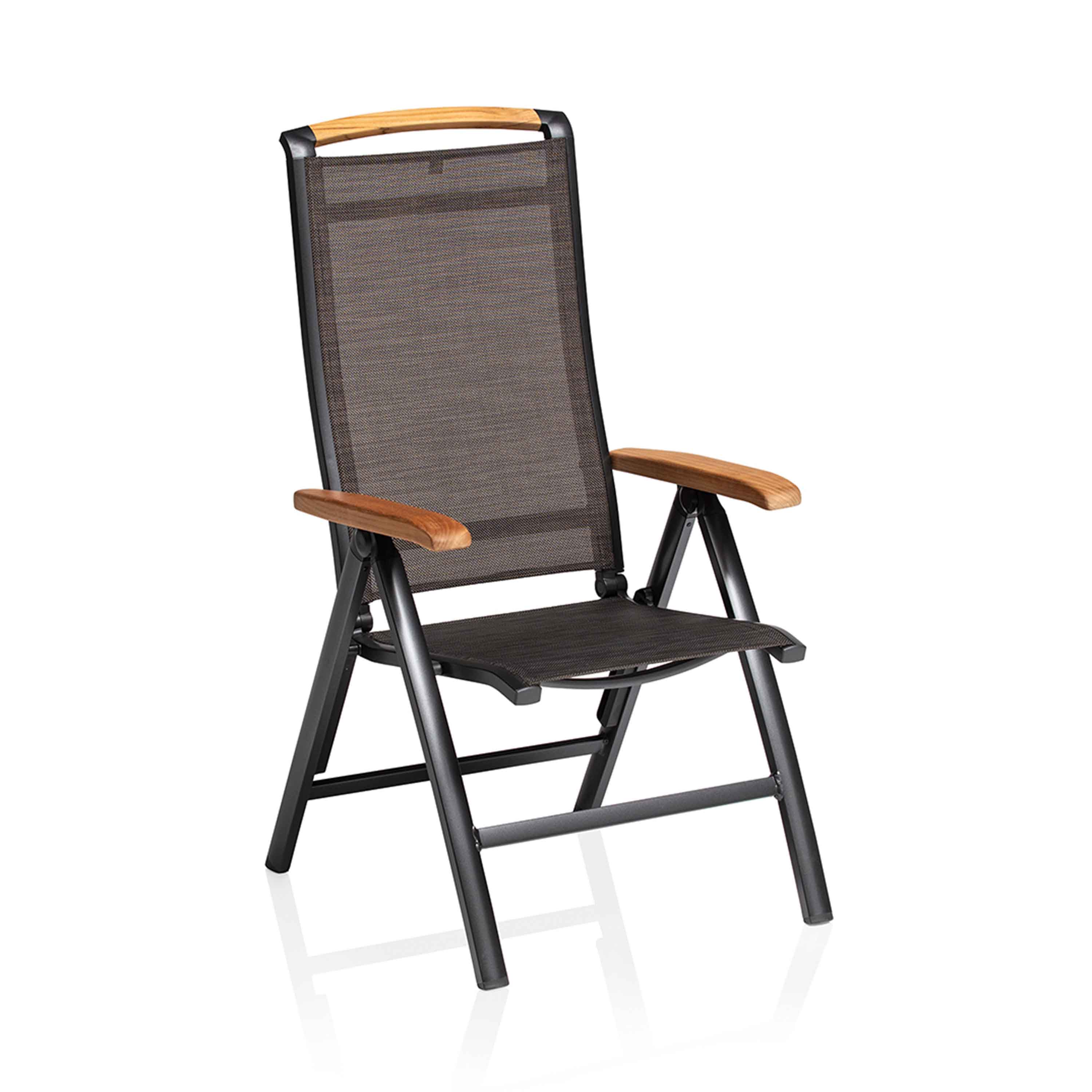 Kettler Gartensessel Memphis Multipositionssessel Armlehne Teak Anthrazit/Bronze
