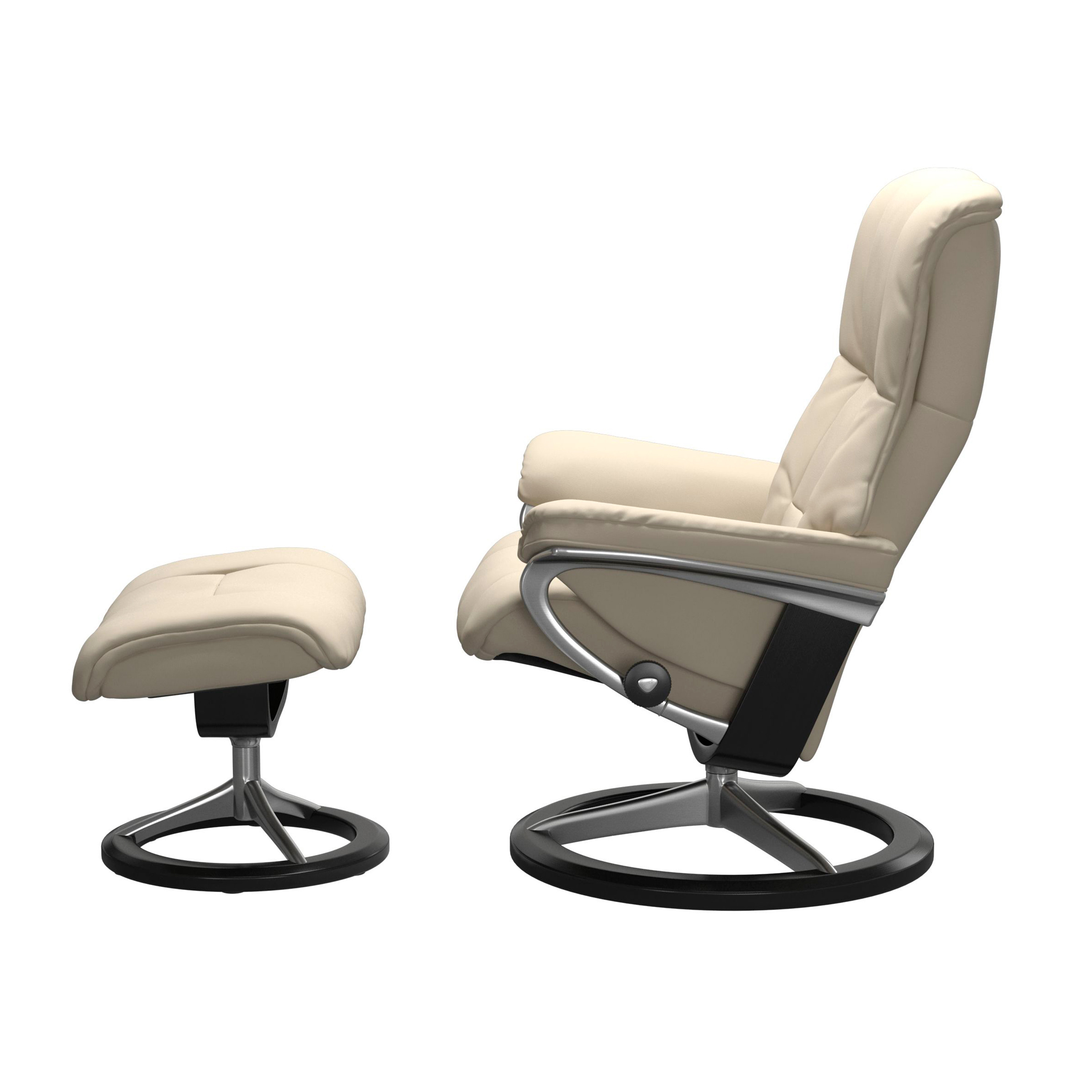 Stressless Mayfair Signature Sessel mit Hocker M Leder Batick Cream Schwarz Chrom