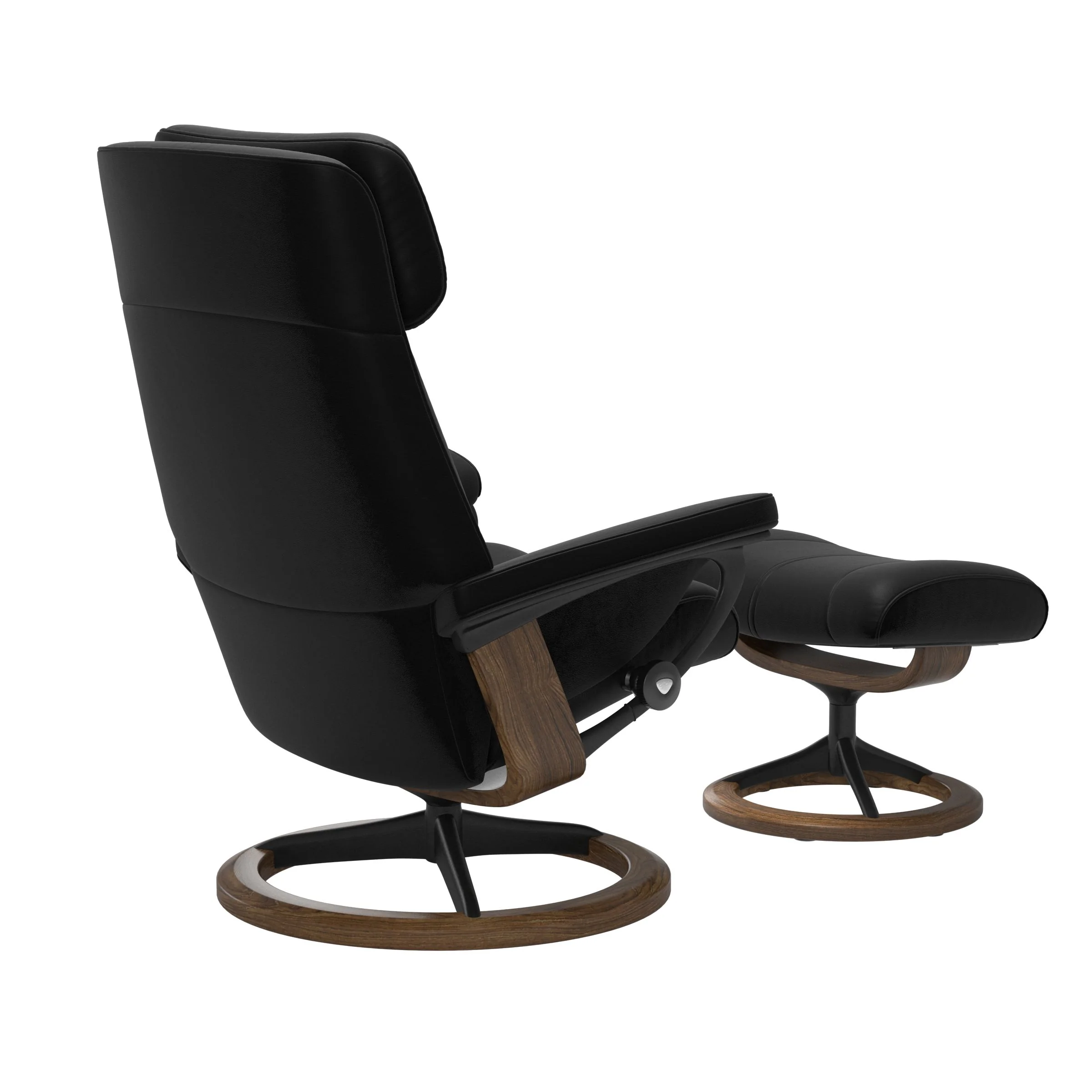Stressless Paul Signature Sessel mit Hocker M Leder Batick Black Teak Mattschwarz