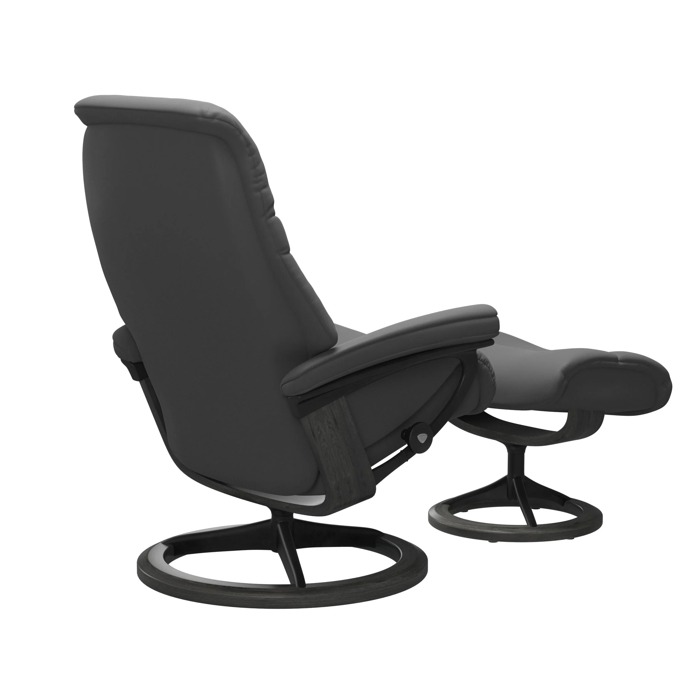 Stressless Sunrise Signature Sessel mit Hocker M Leder Batick Grau Mattschwarz
