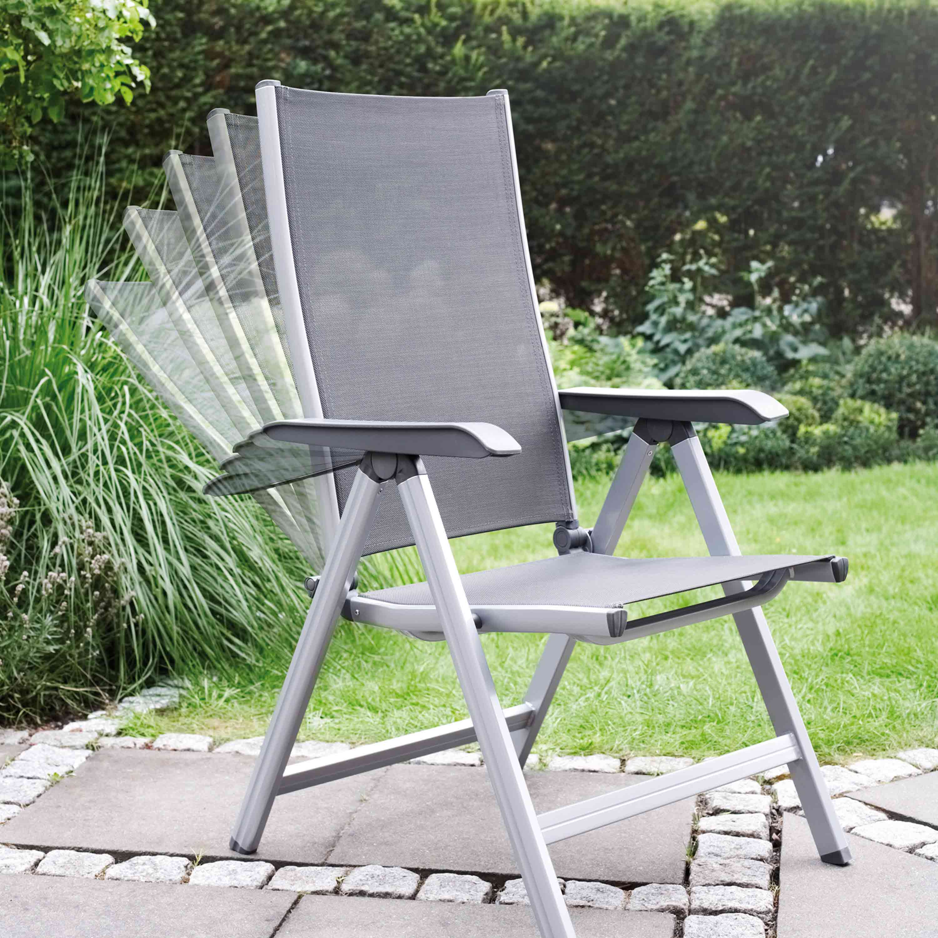 Kettler Gartensessel Basic Plus Multipositionssessel Silber/Anthrazit