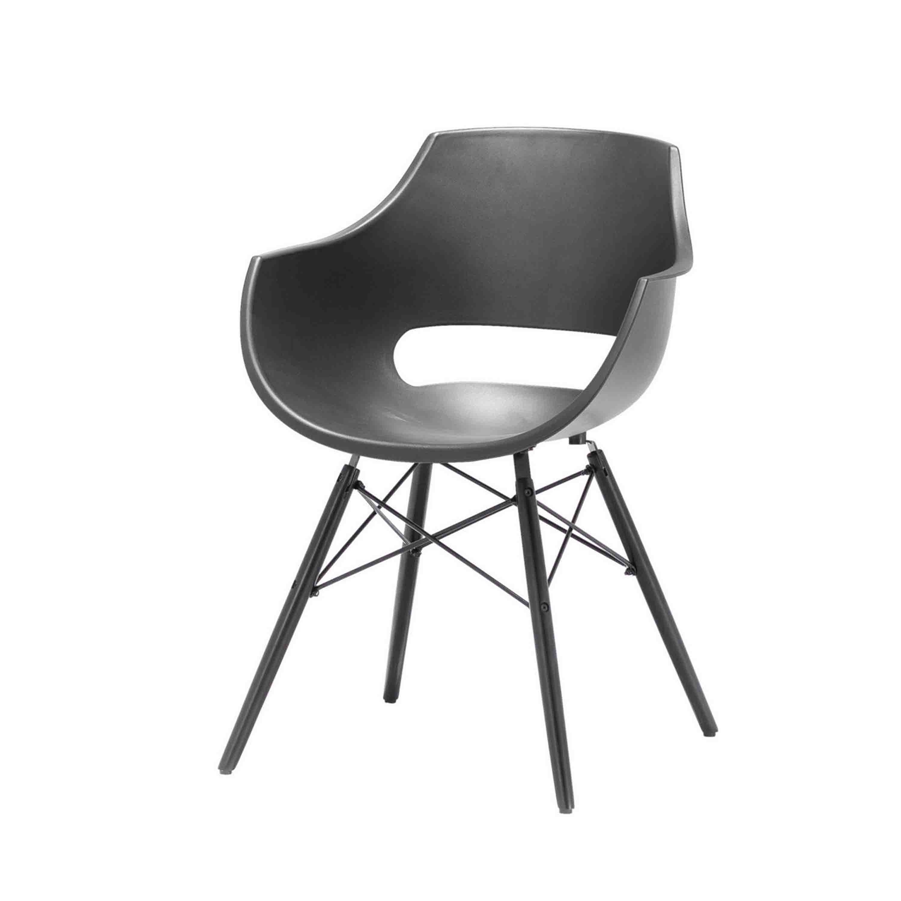 MCA Furniture Schalenstuhl Rockville 4er-Set Gestell Schwarz matt lackiert Grau