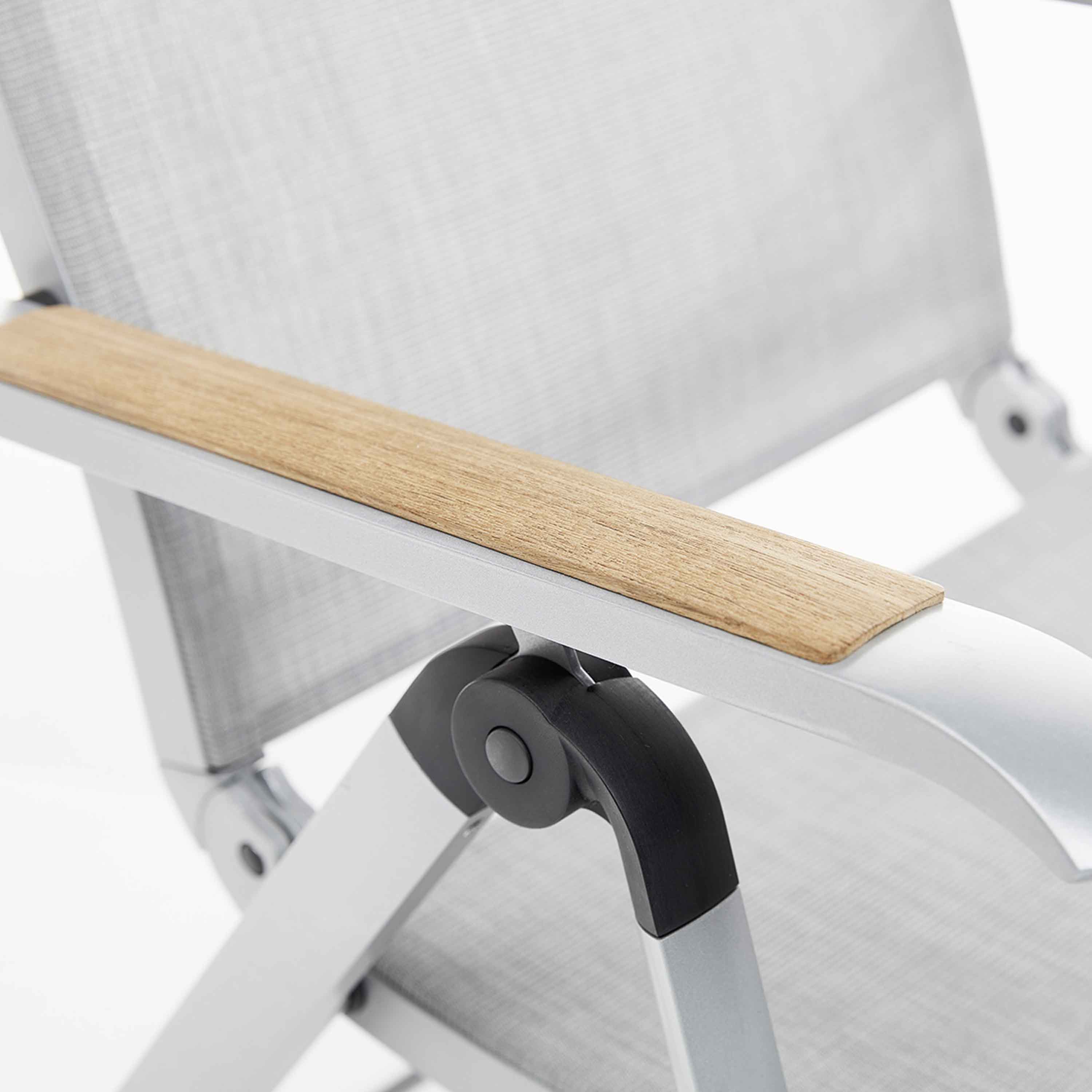 Kettler Gartensessel Diamond Multipositionssessel Armlehne Teak Silber/Hellgrau Kettler Gartensessel Diamond Multipositionssessel Armlehne Teak Silber/Hellgrau