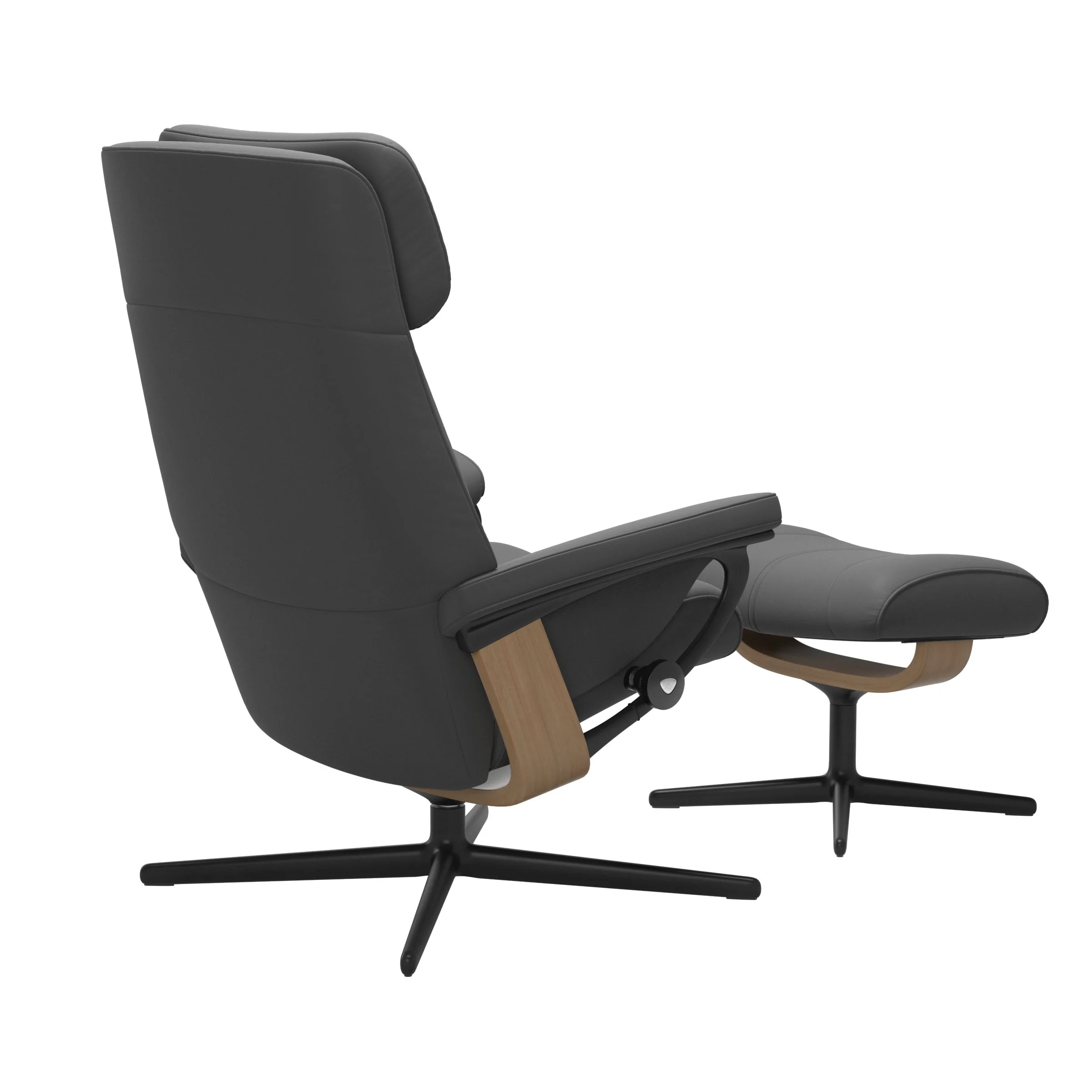 Stressless Paul Cross Sessel mit Hocker M Leder Batick Eiche Mattschwarz