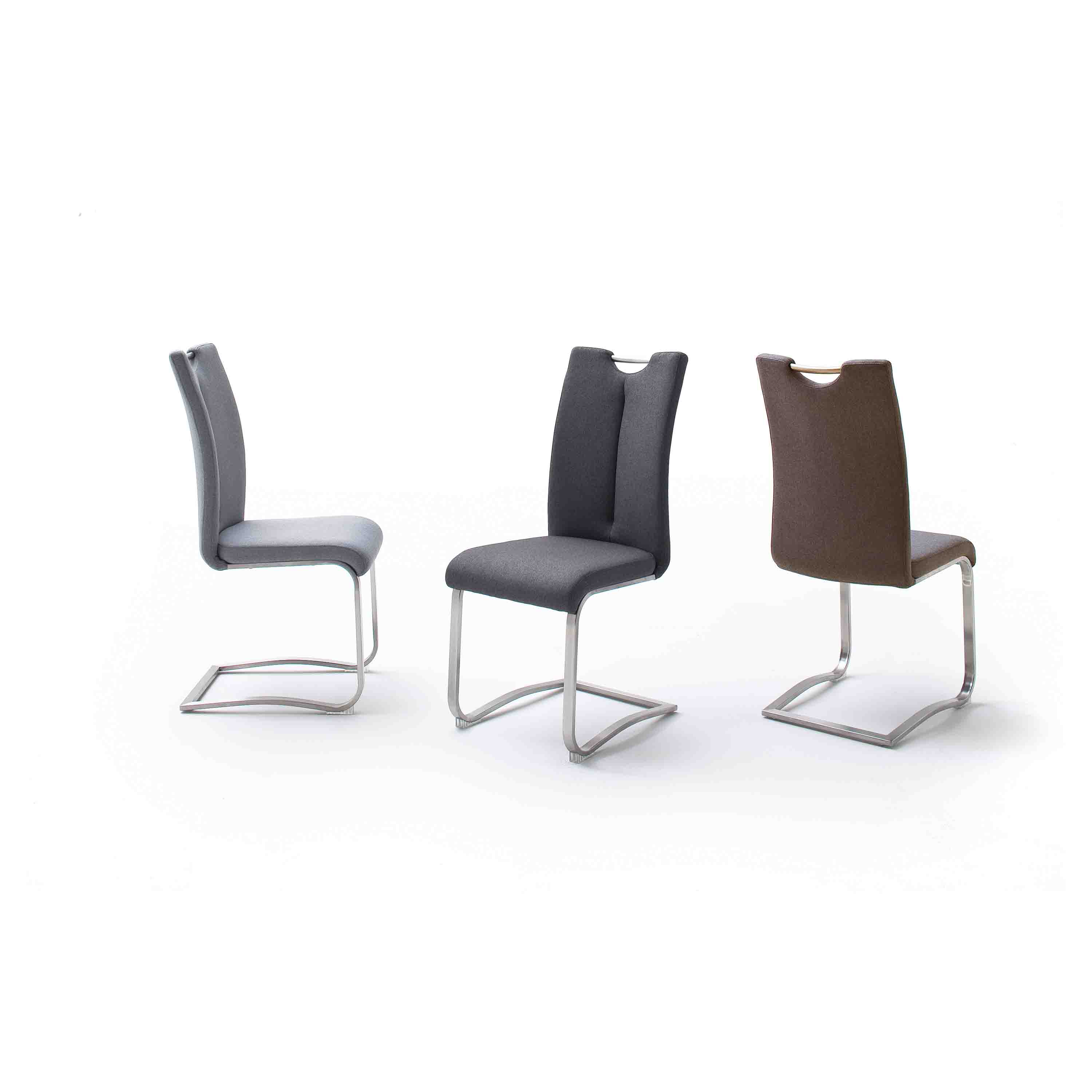 MCA Furniture Schwingstuhl Artos Stoffbezug 2er-Set mit Griffloch Grau