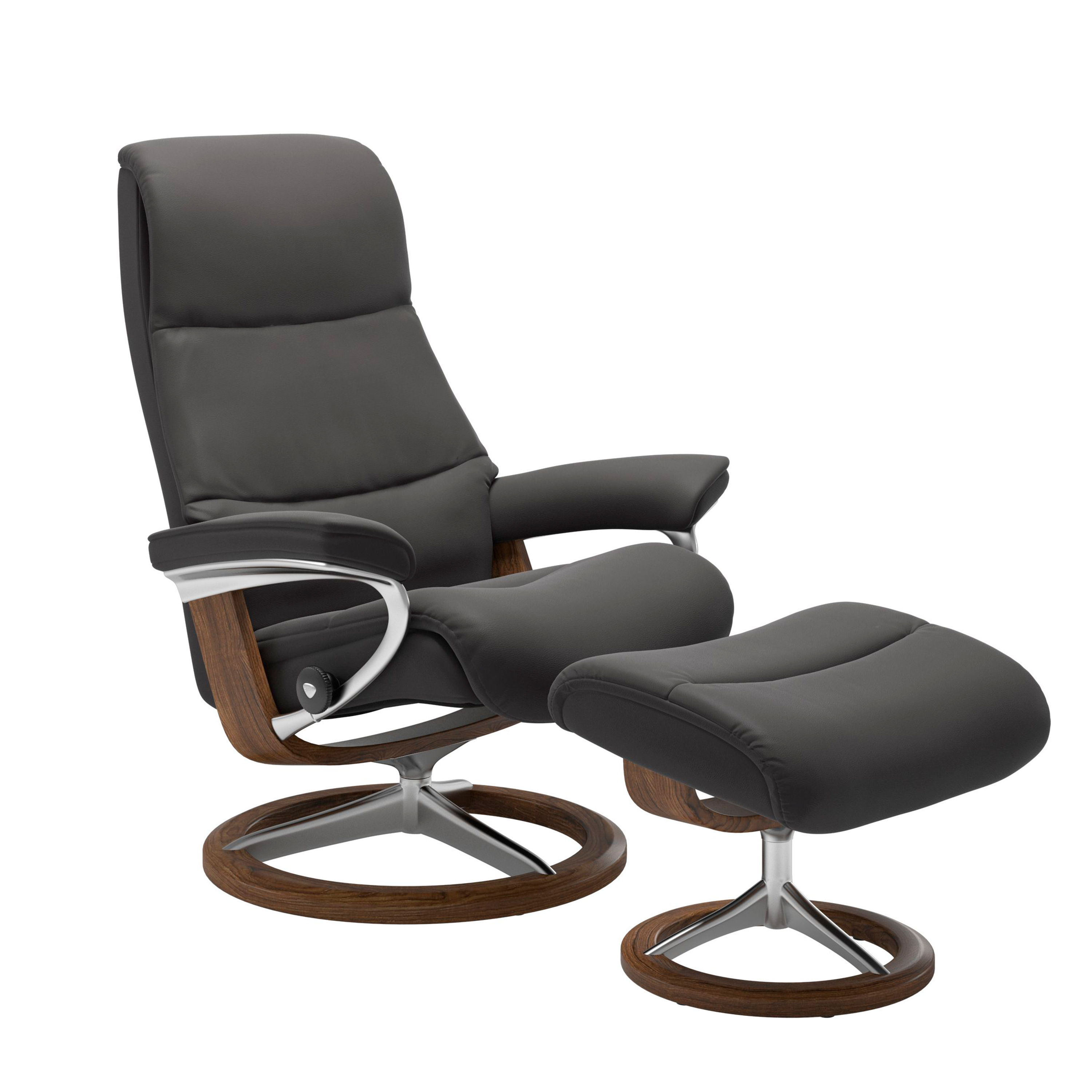 Stressless View Signature Sessel mit Hocker M Leder Paloma Rock Teak Chrom