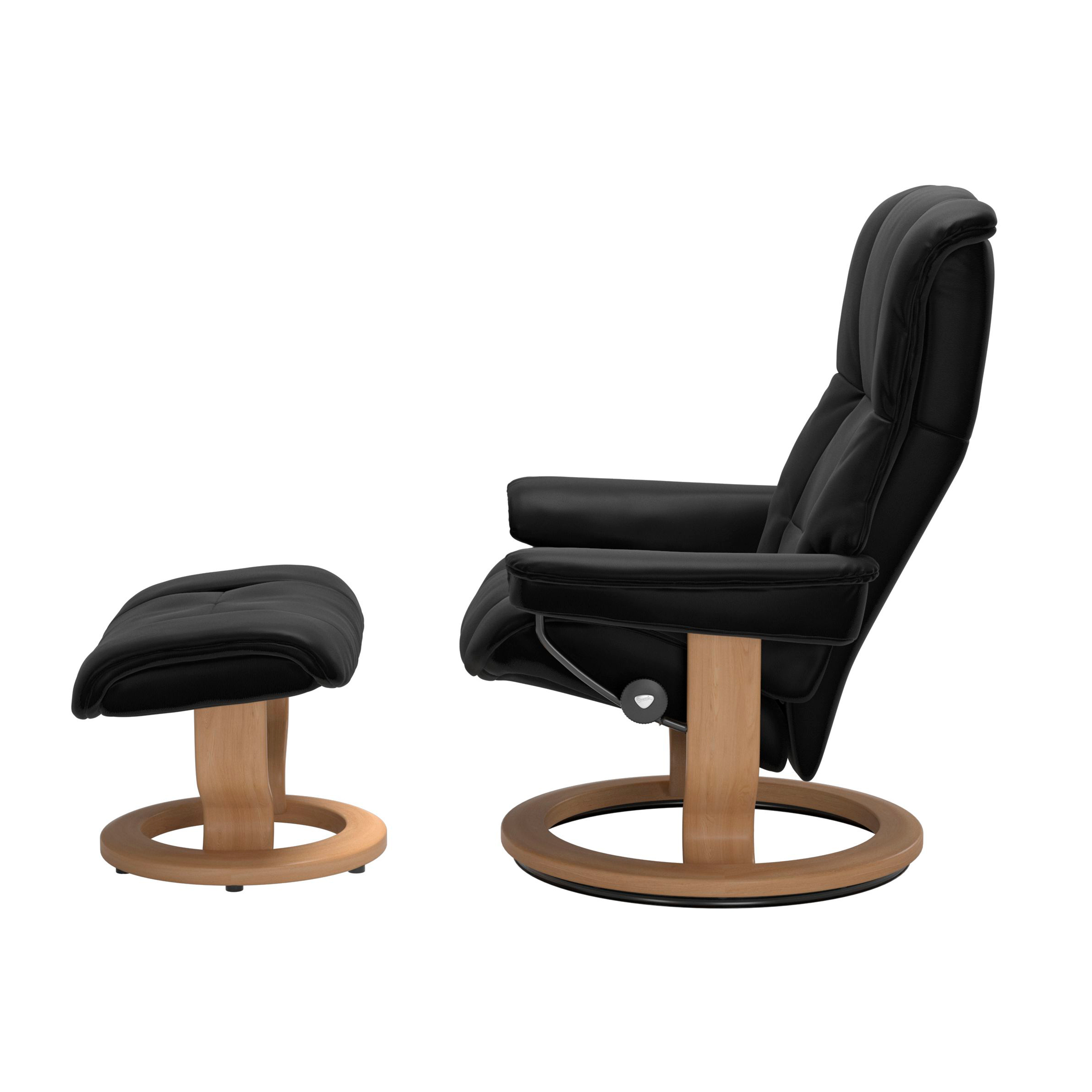 Stressless Mayfair Classic Sessel mit Hocker M Leder Batick Black Eiche 