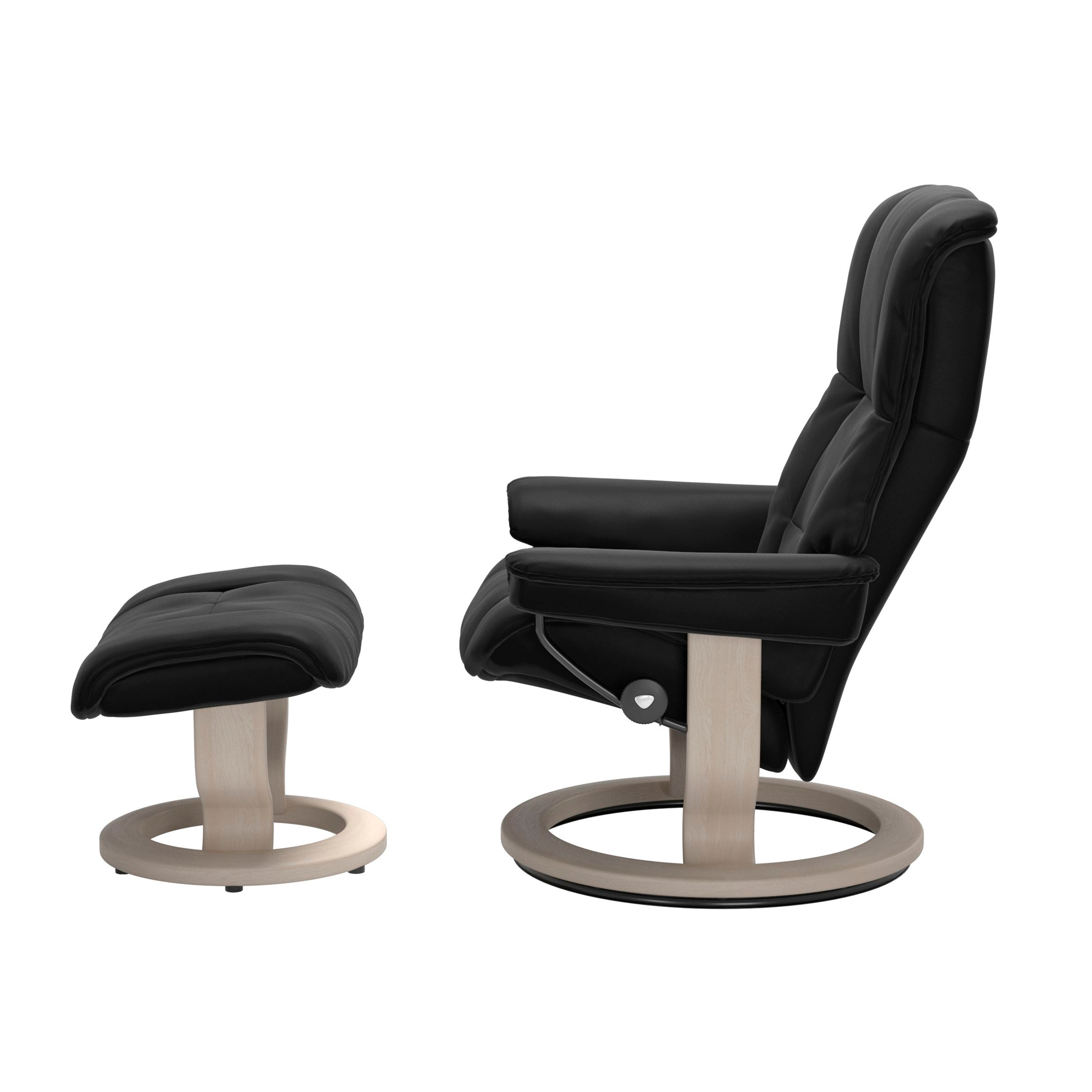 Stressless Mayfair Classic Sessel mit Hocker M Leder Paloma Black Whitewash 
