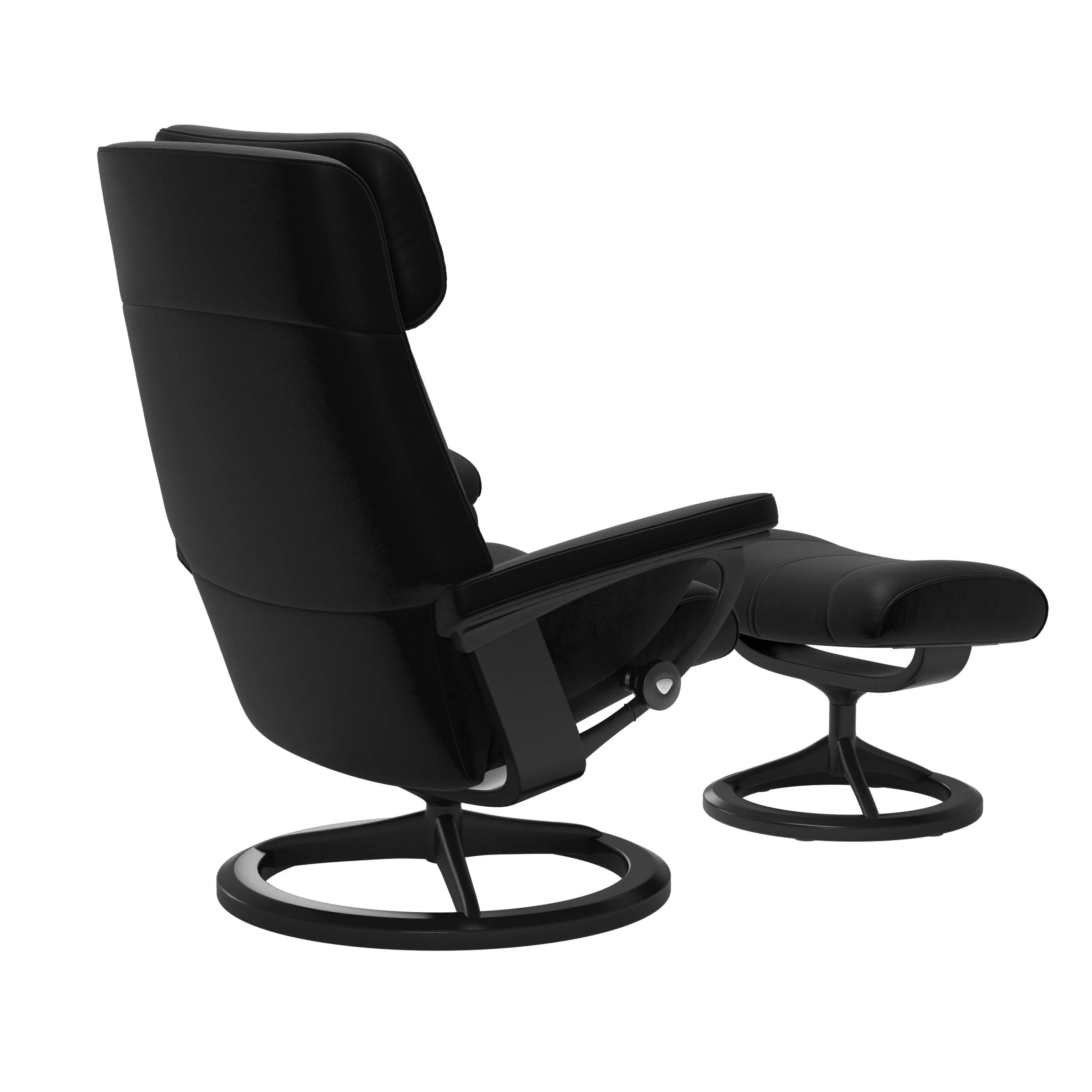Stressless Paul Signature Sessel mit Hocker M Leder Batick Black Schwarz Mattschwarz