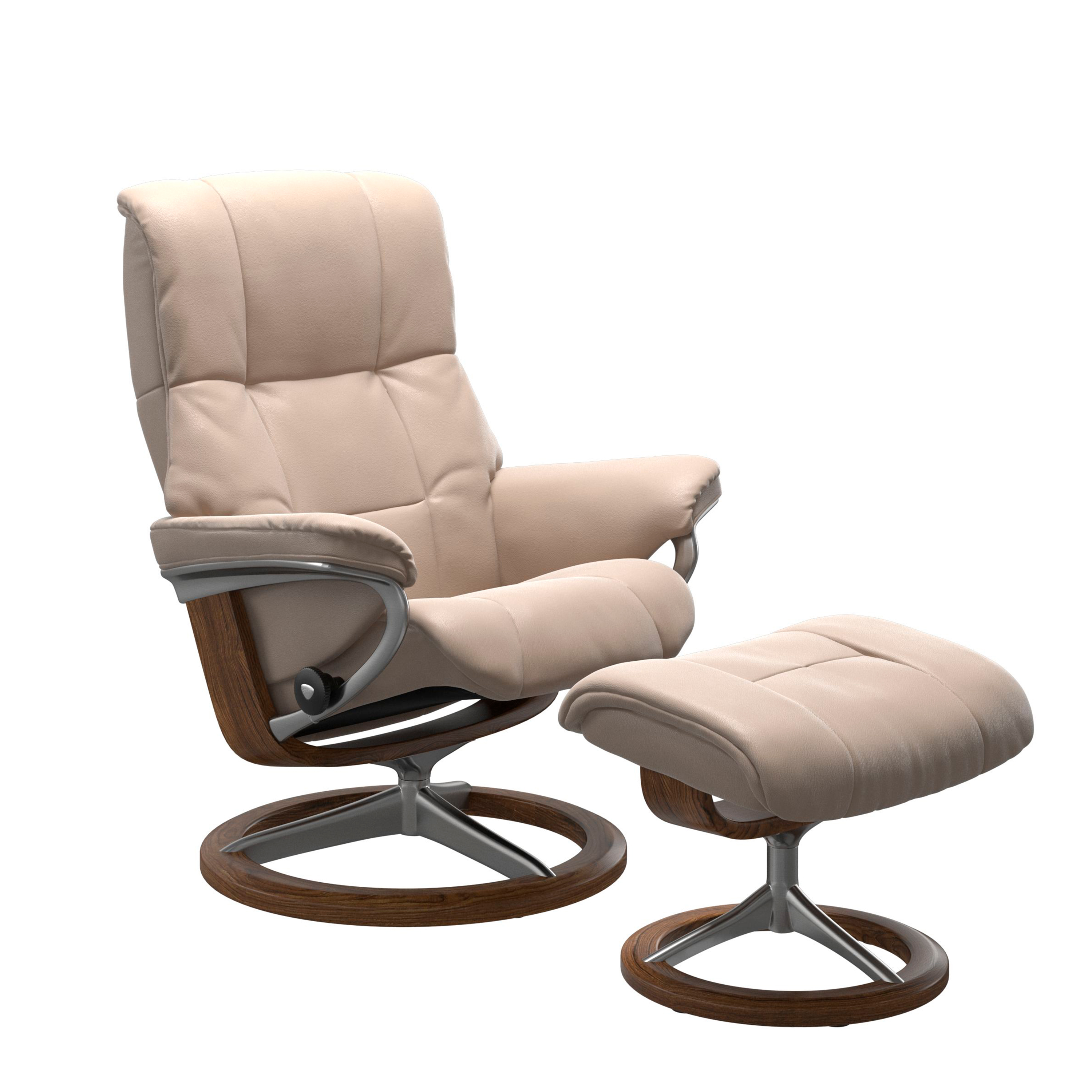 Stressless Mayfair Signature Sessel mit Hocker M Leder Cori Vanilla Teak Chrom