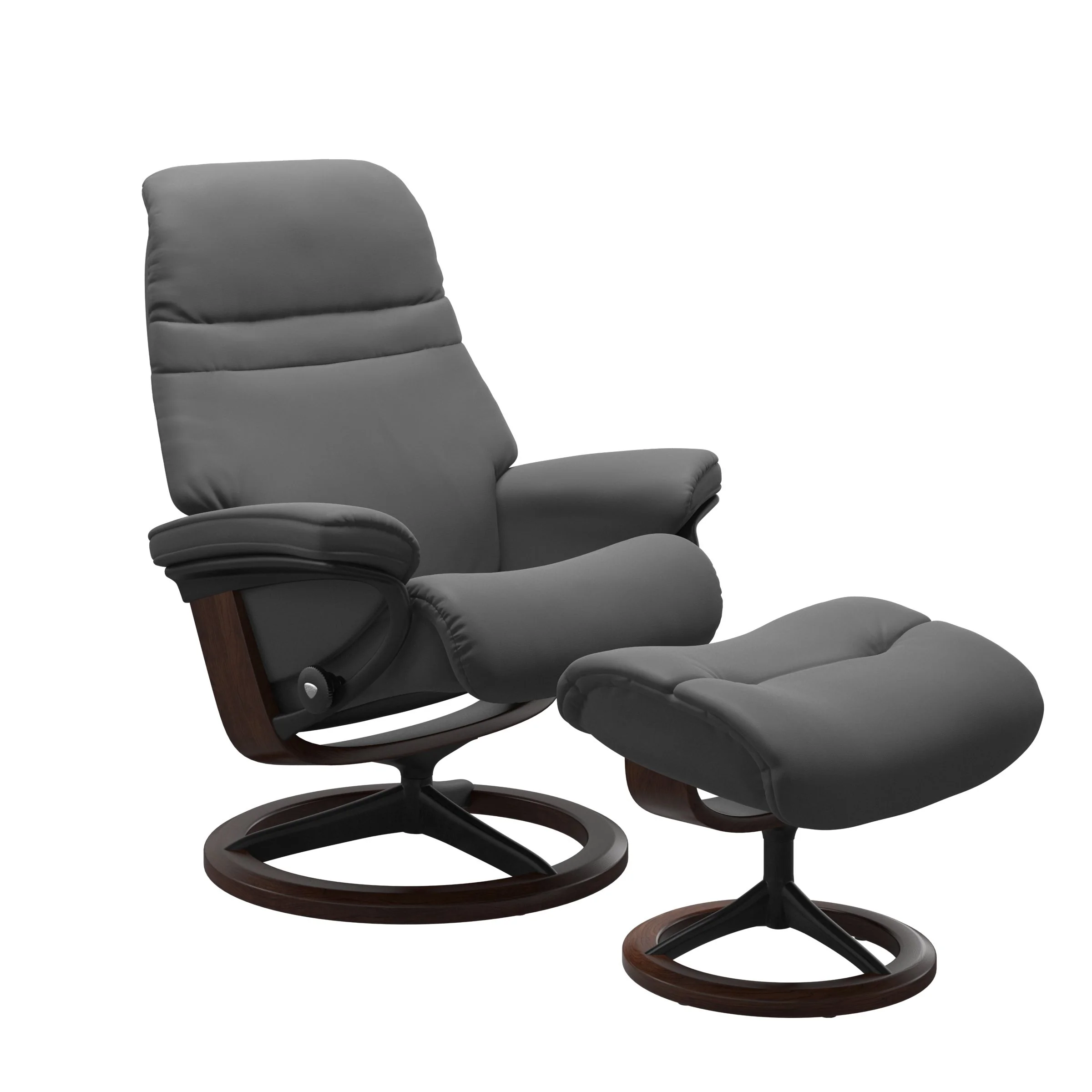 Stressless Sunrise Signature Sessel mit Hocker M Leder Batick Braun Mattschwarz