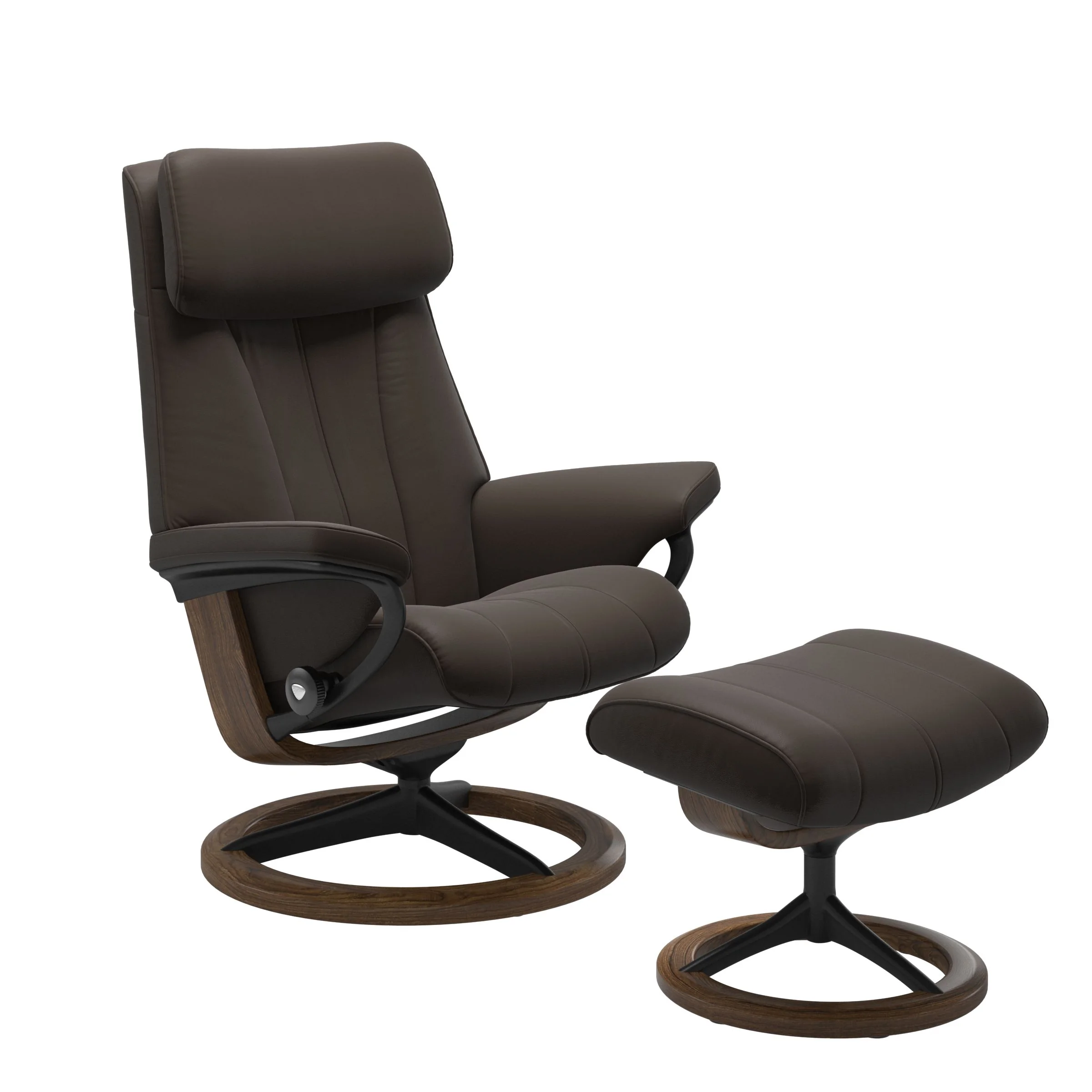 Stressless Paul Signature Sessel mit Hocker M Leder Batick Teak Mattschwarz