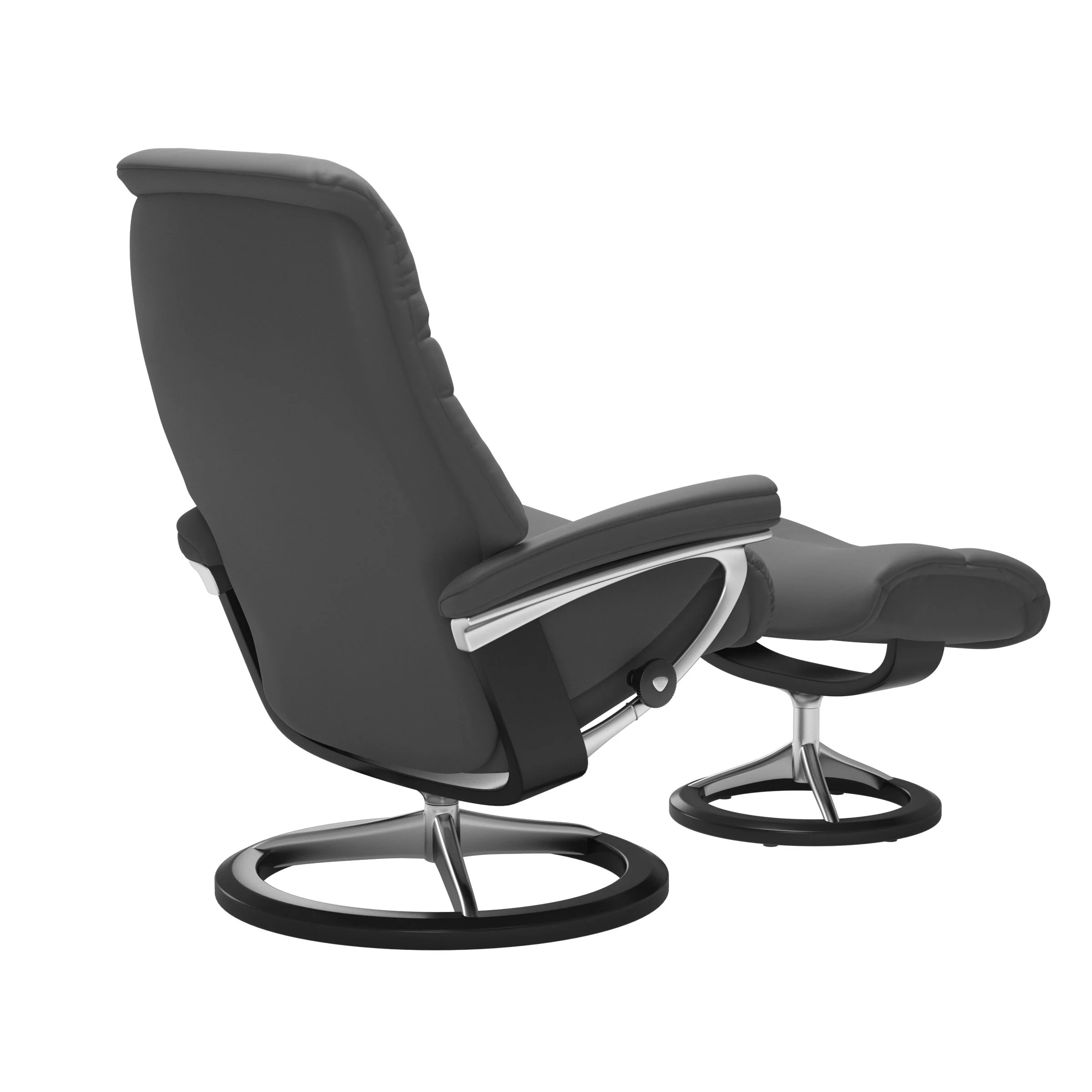 Stressless Sunrise Signature Sessel mit Hocker M Leder Batick Schwarz Chrom