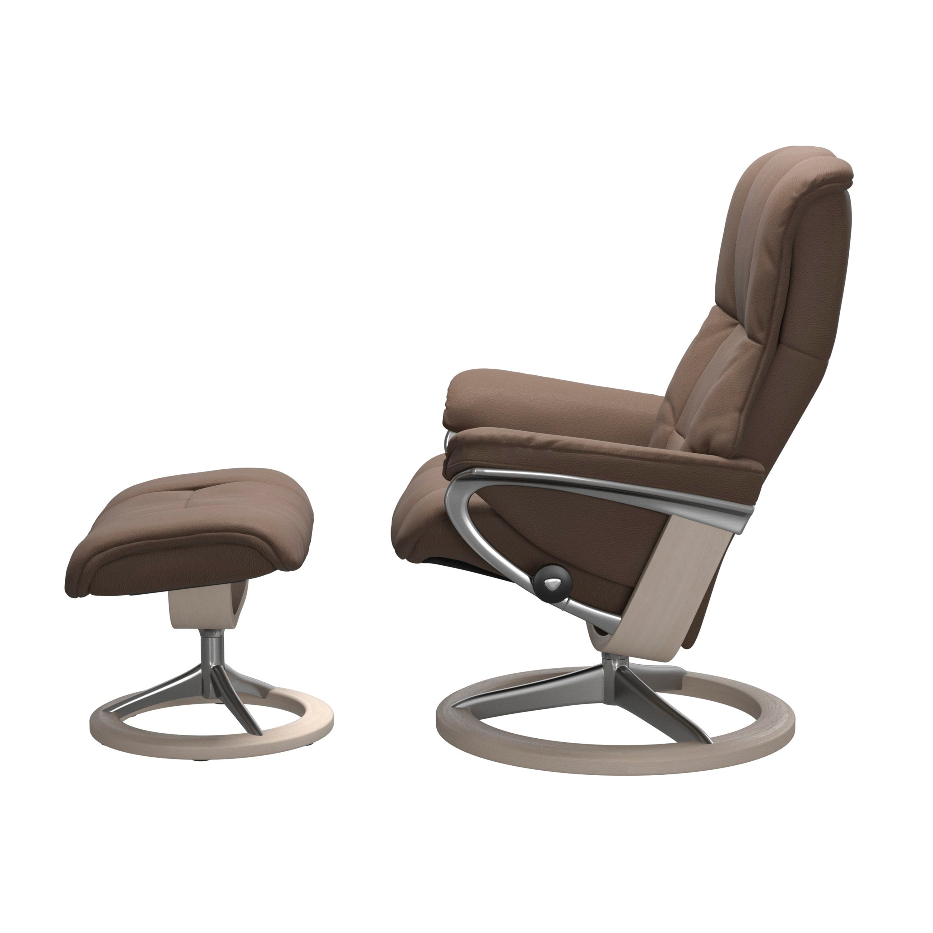 Stressless Mayfair Signature Sessel mit Hocker M Leder Batick Mole Whitewash Chrom