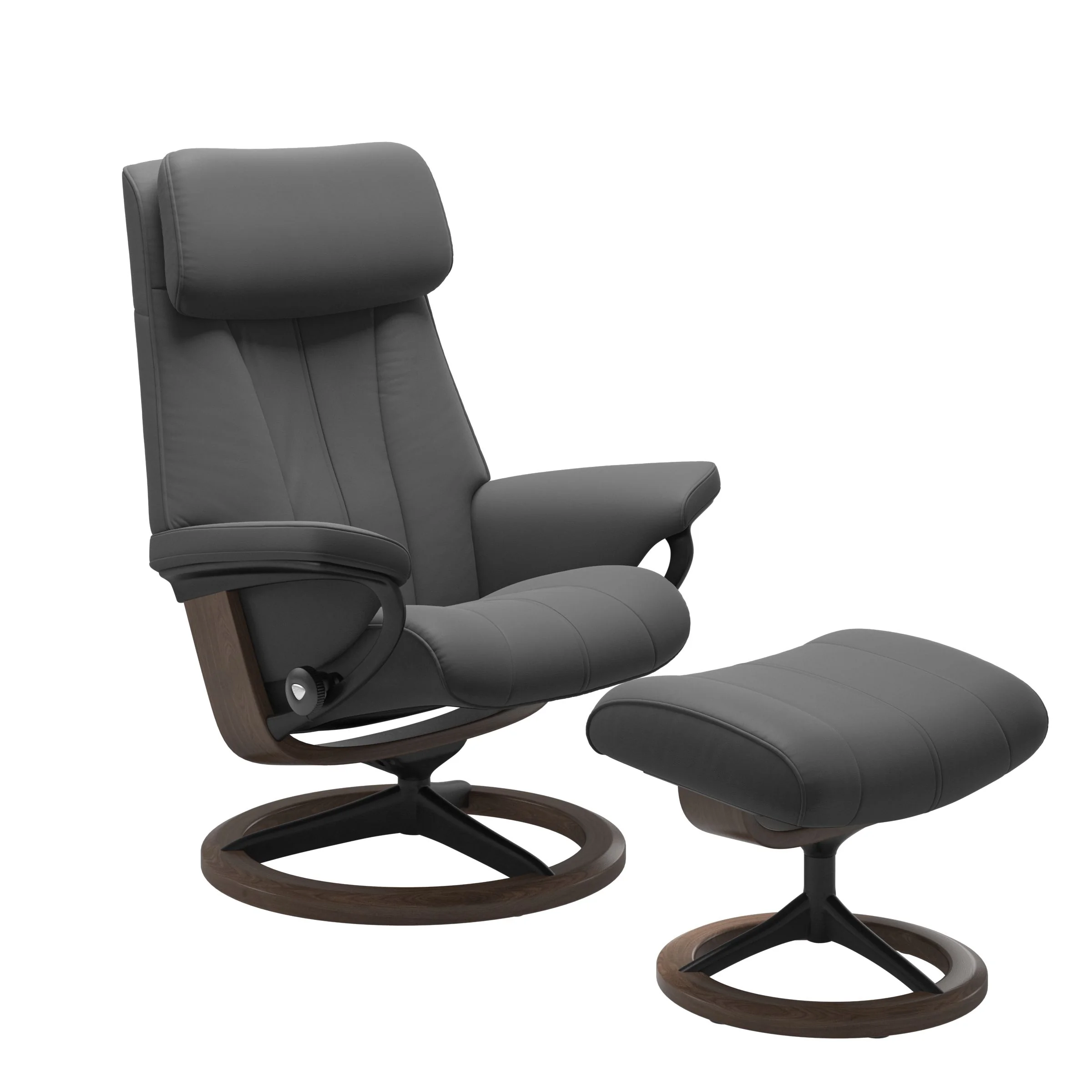 Stressless Paul Signature Sessel mit Hocker M Leder Batick Walnuss Mattschwarz