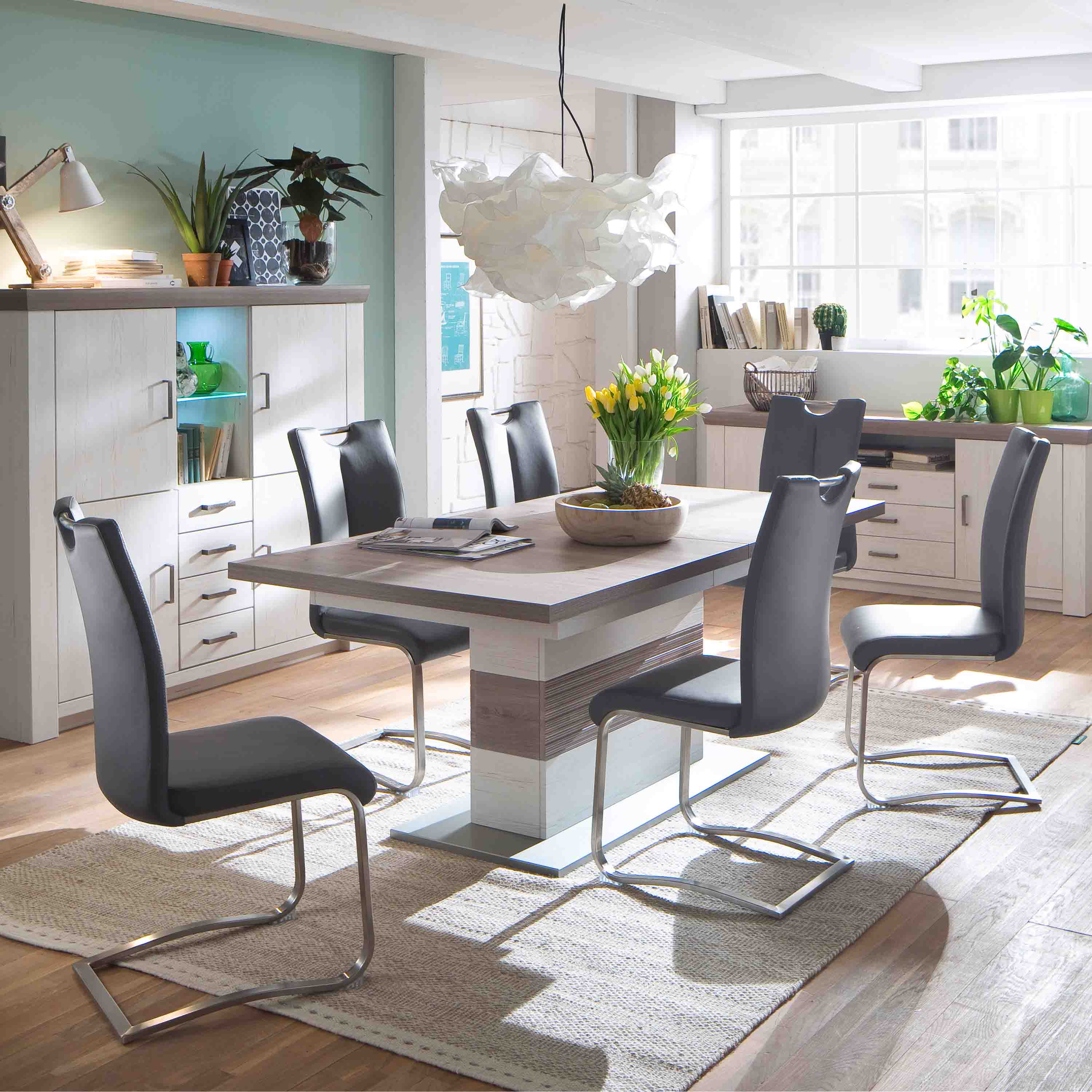 MCA Furniture Schwingstuhl Artos 2er-Set mit Griffloch Grau