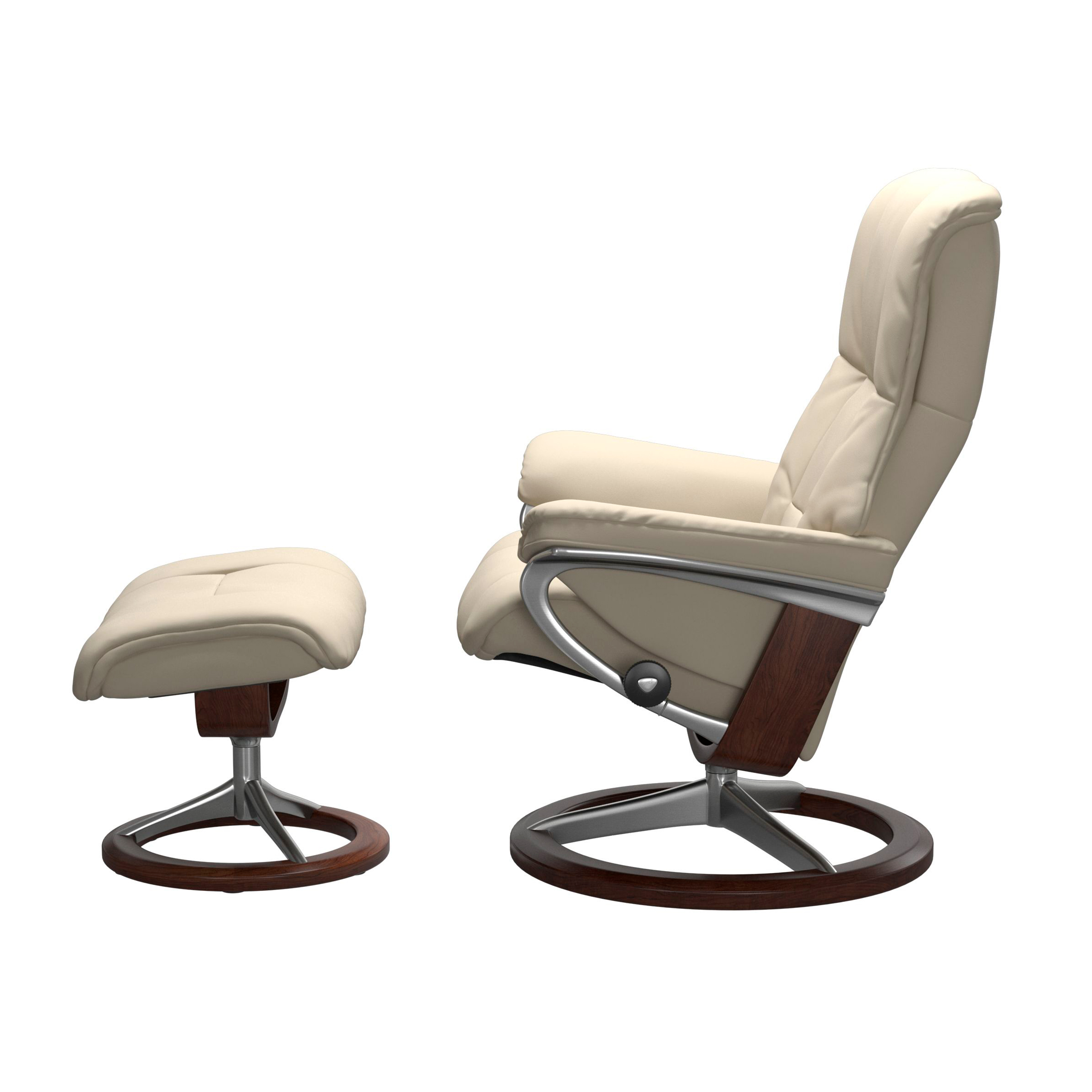Stressless Mayfair Signature Sessel mit Hocker M Leder Batick Cream Braun Chrom