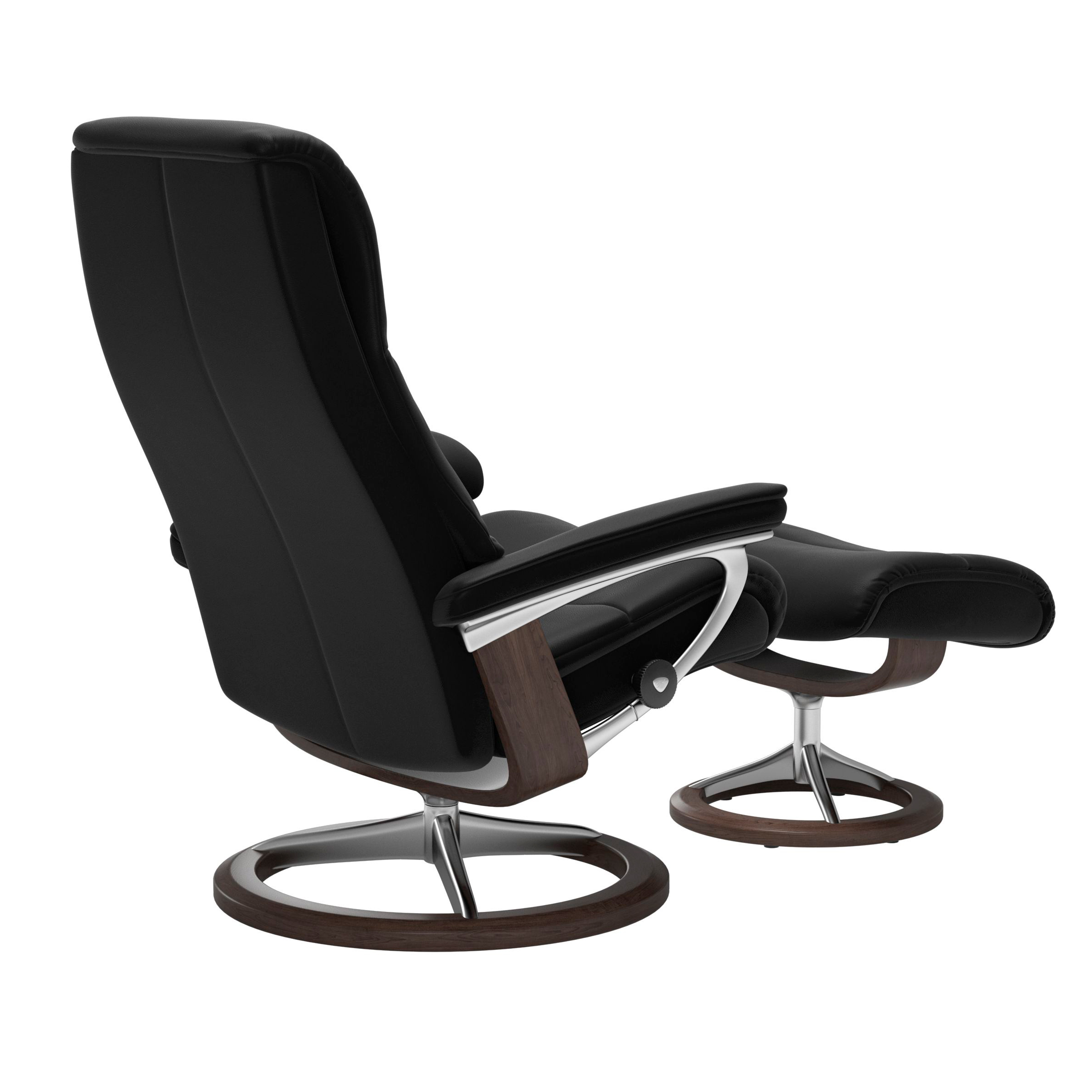 Stressless View Signature Sessel mit Hocker M Leder Paloma Black Wenge Chrom