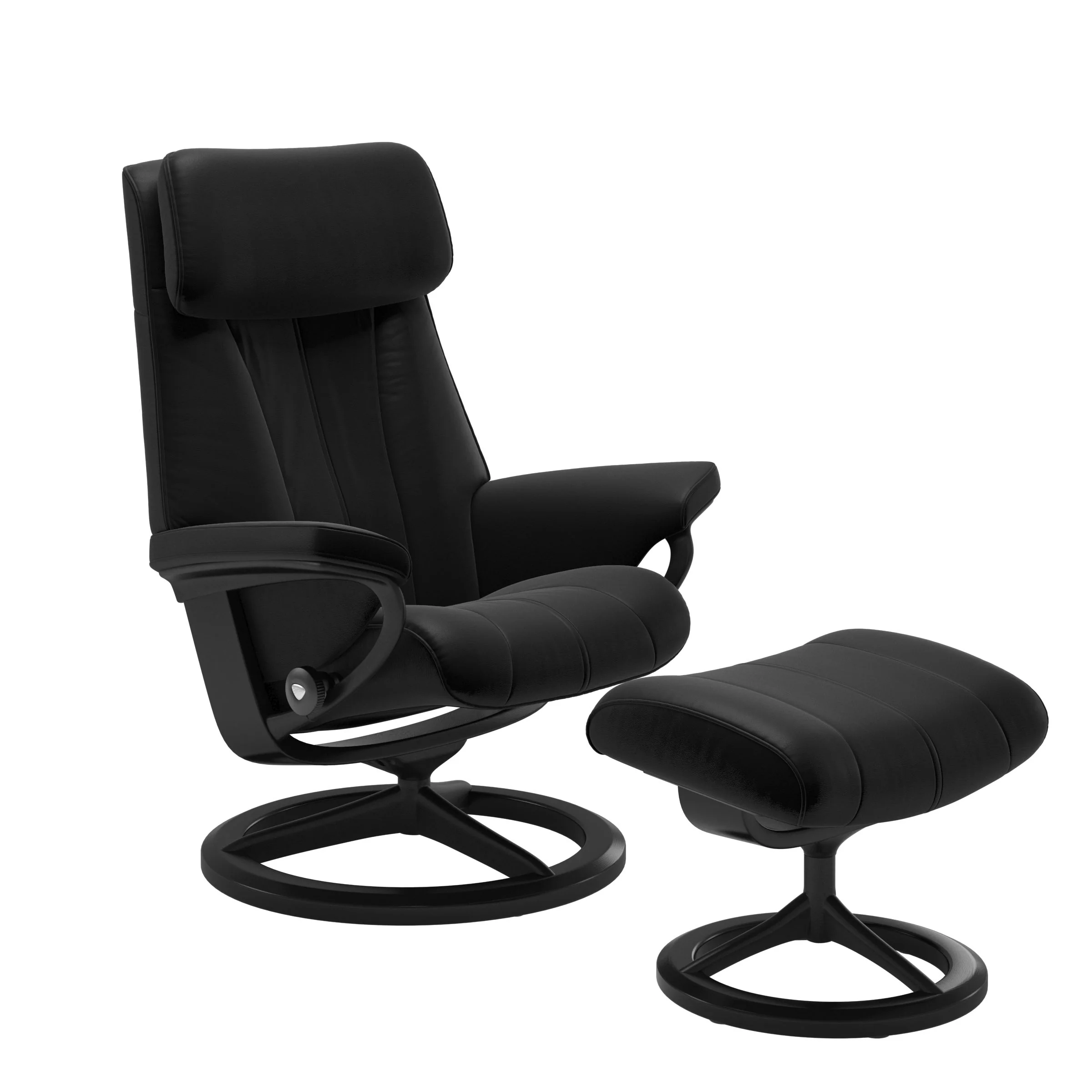 Stressless Paul Signature Sessel mit Hocker M Leder Batick Black Schwarz Mattschwarz