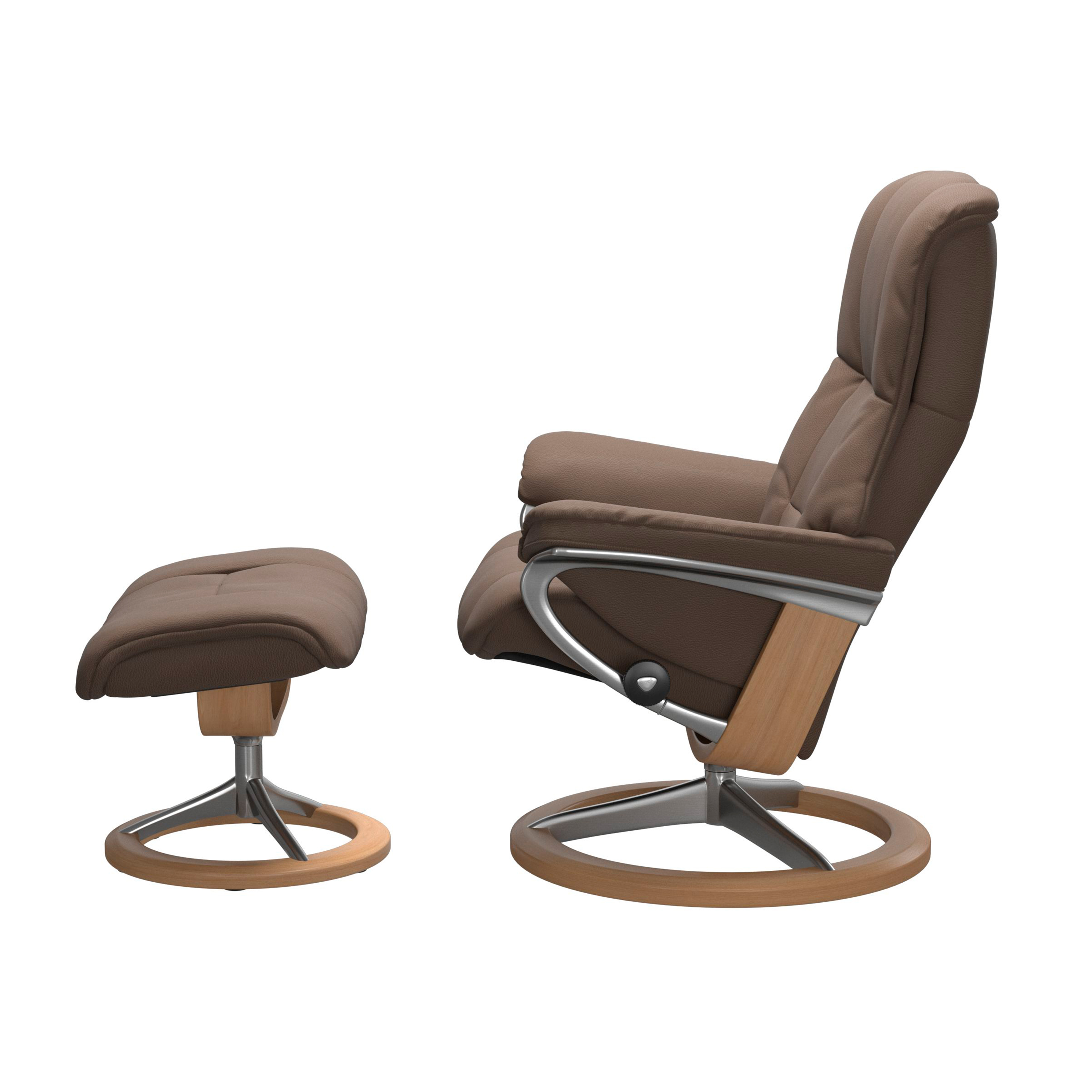 Stressless Mayfair Signature Sessel mit Hocker M Leder Batick Mole Eiche Chrom