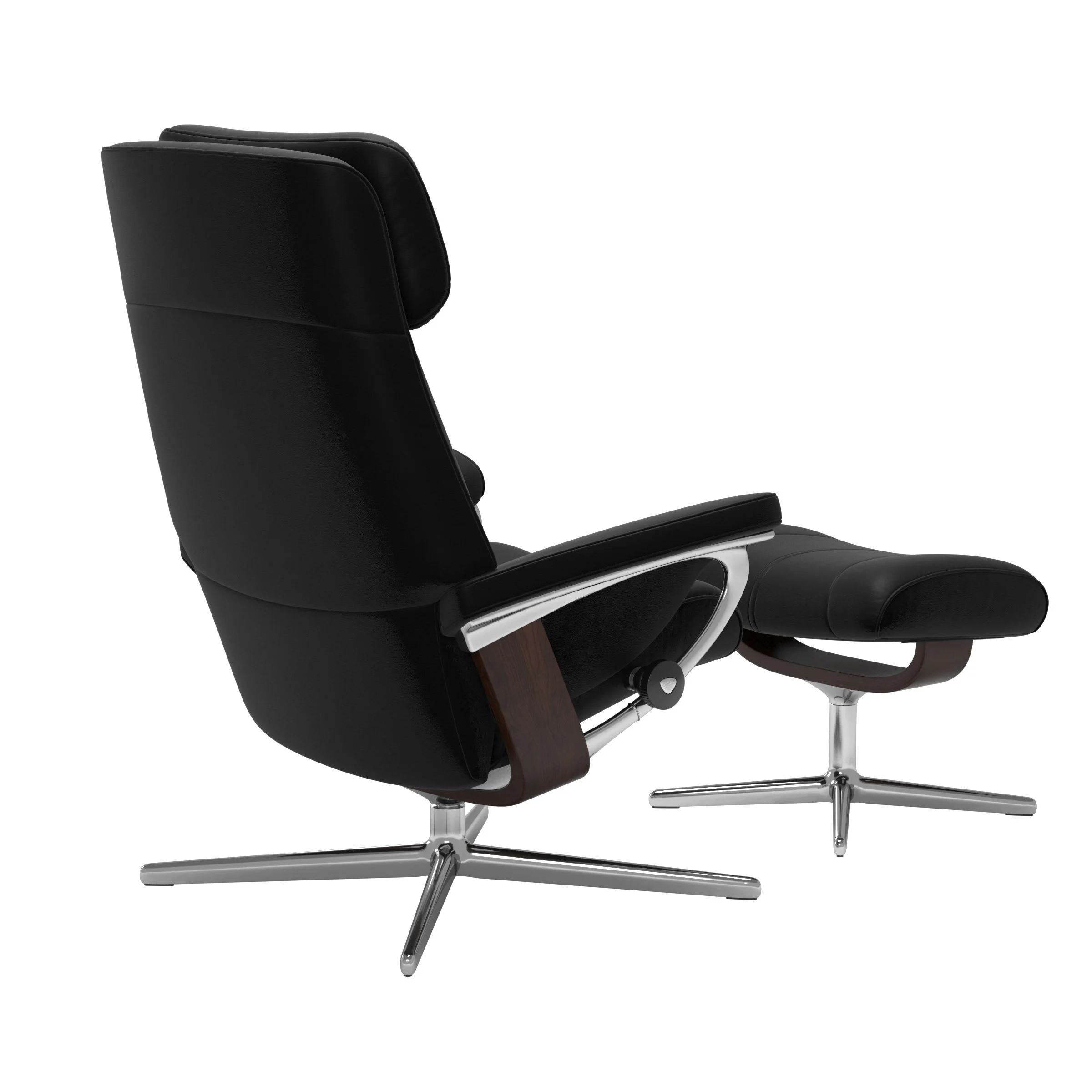 Stressless Paul Cross Sessel mit Hocker M Leder Batick Black Braun Chrom