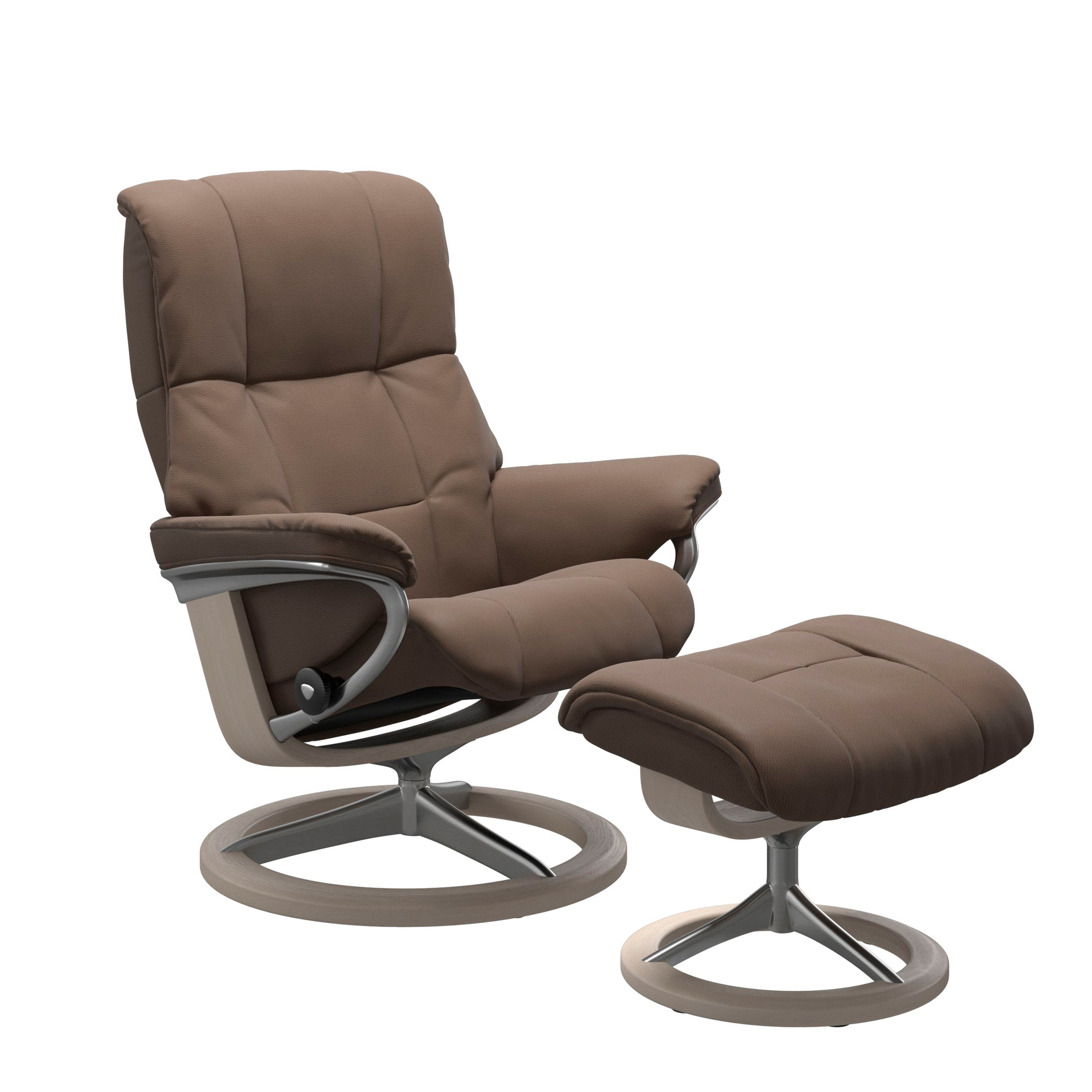 Stressless Mayfair Signature Sessel mit Hocker M Leder Batick Mole Whitewash Chrom
