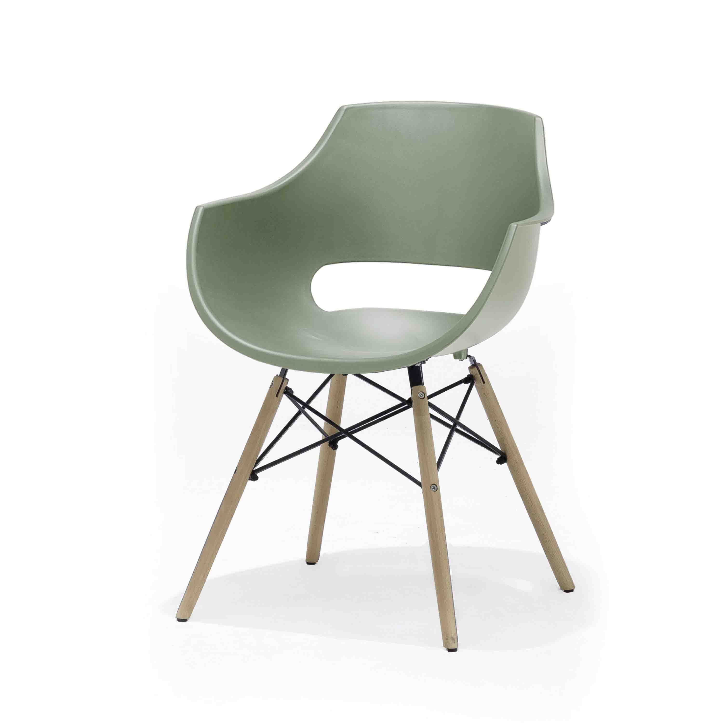 MCA Furniture Schalenstuhl Rockville 4er-Set Gestell Klar lackiert Grün