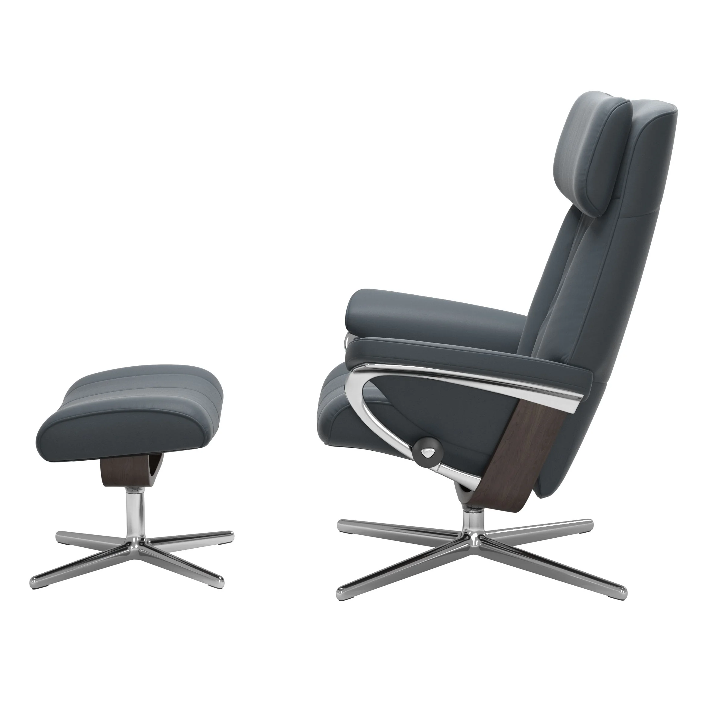 Stressless Paul Cross Sessel mit Hocker M Leder Batick Wenge Chrom