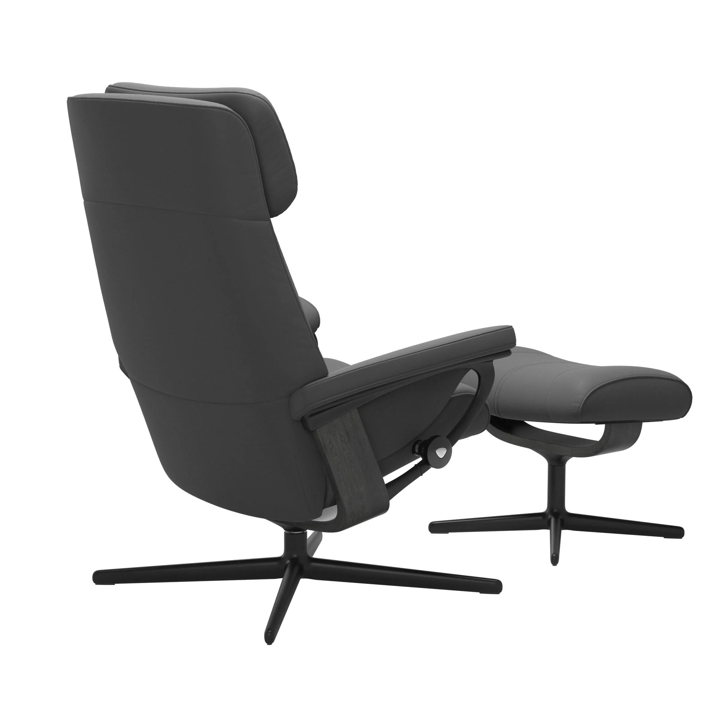 Stressless Paul Cross Sessel mit Hocker M Leder Batick Grau Mattschwarz