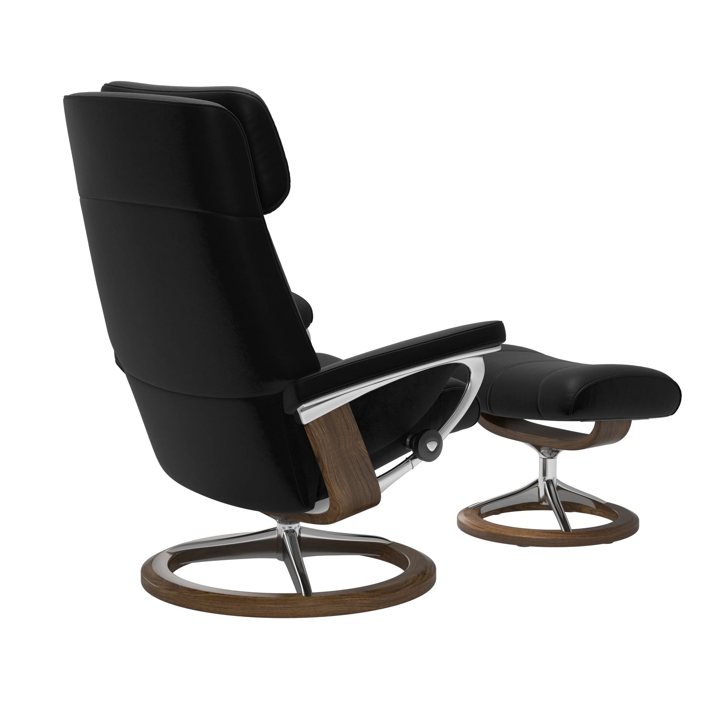 Stressless Paul Signature Sessel mit Hocker M Leder Batick Black Teak Chrom