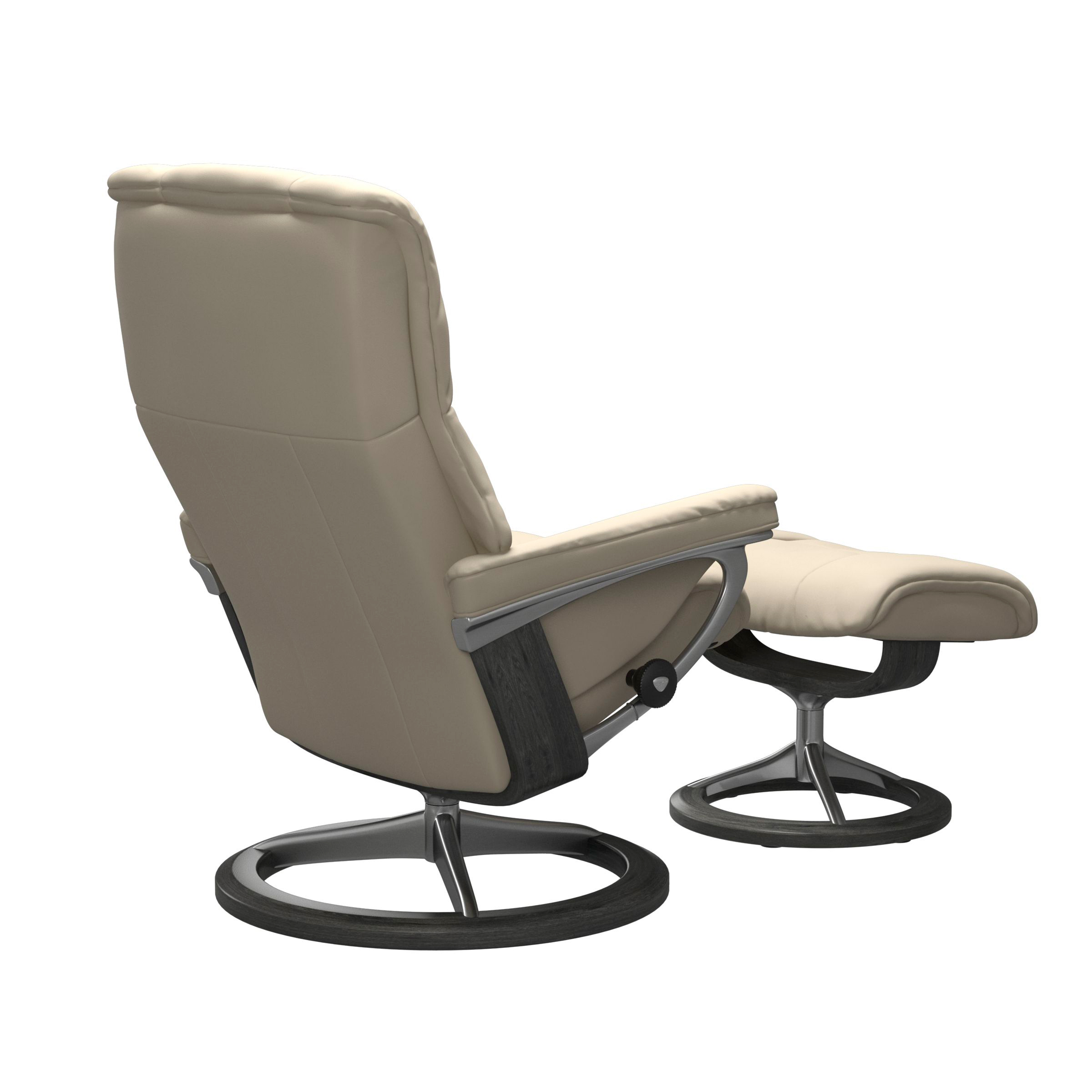 Stressless Mayfair Signature Sessel mit Hocker M Leder Batick Cream Grau Chrom