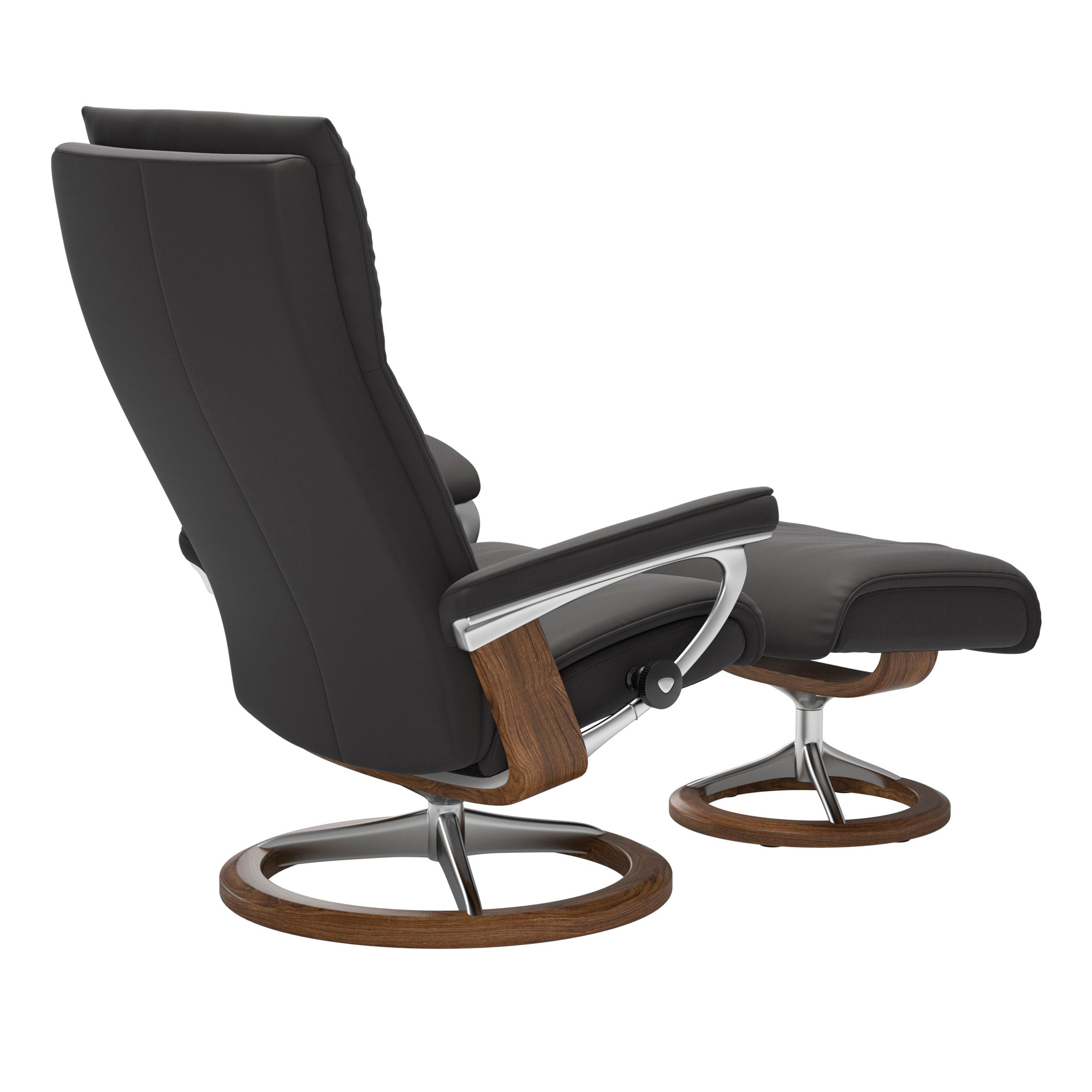 Stressless Aura Signature Sessel mit Hocker M Leder Paloma Rock Teak Chrom