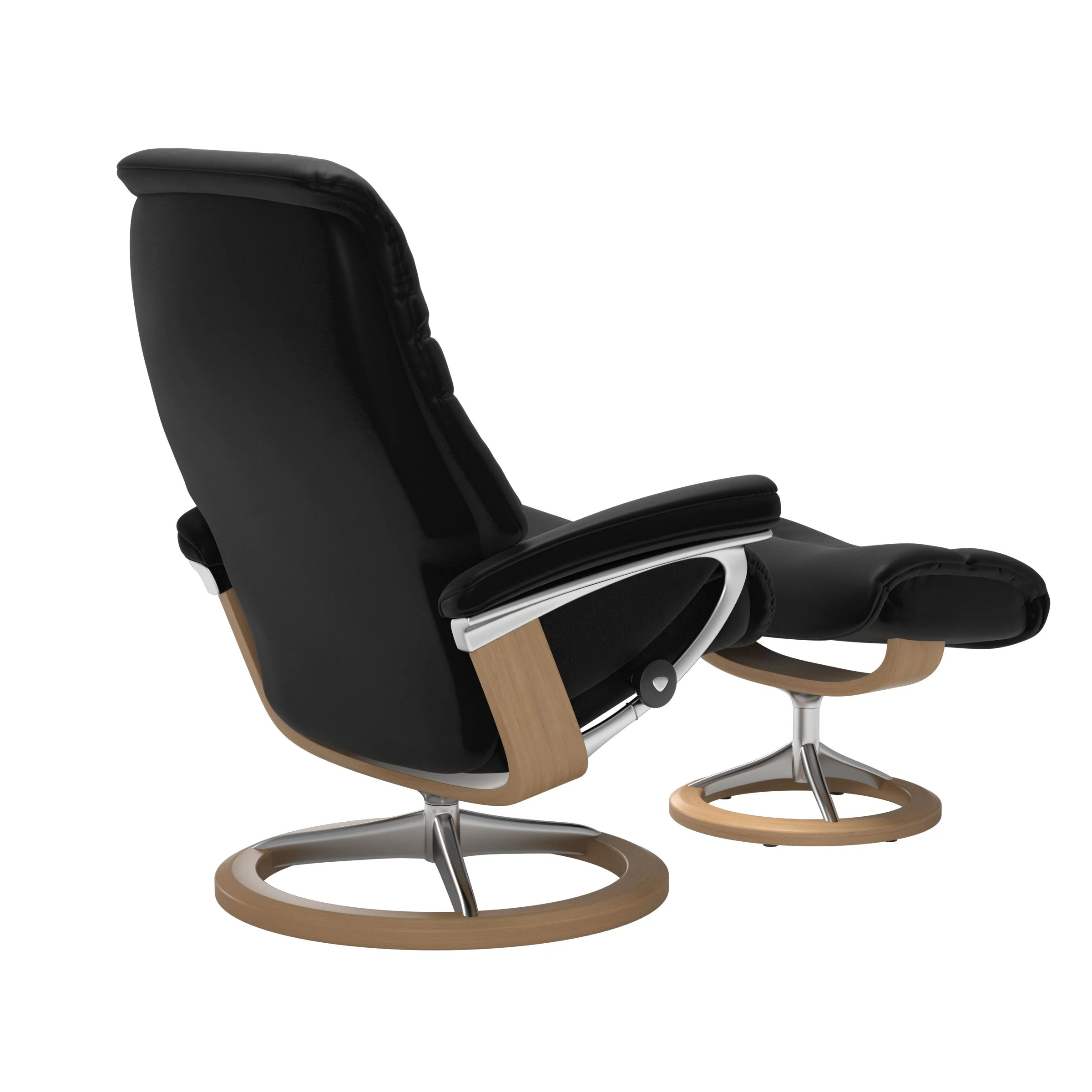 Stressless Sunrise Signature Sessel mit Hocker M Leder Batick Black Eiche Chrom
