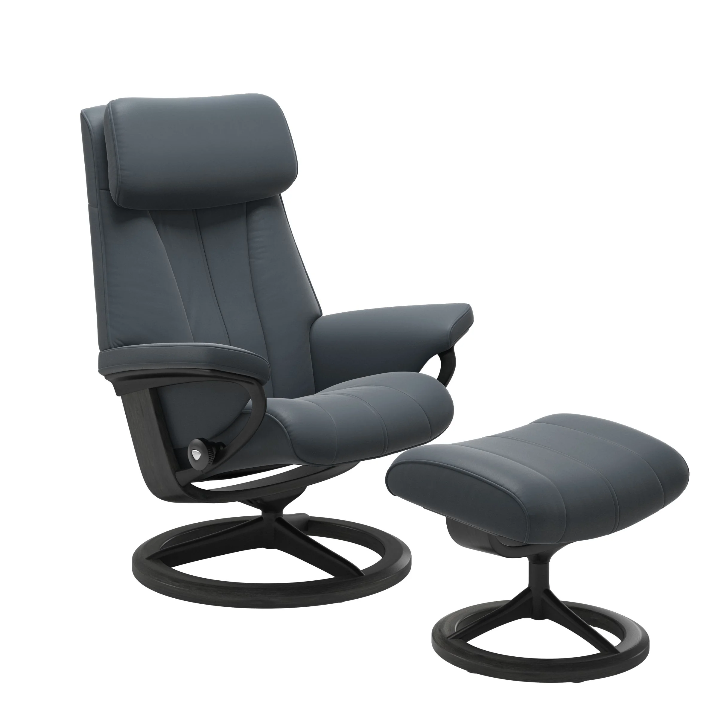 Stressless Paul Signature Sessel mit Hocker M Leder Batick Grau Mattschwarz