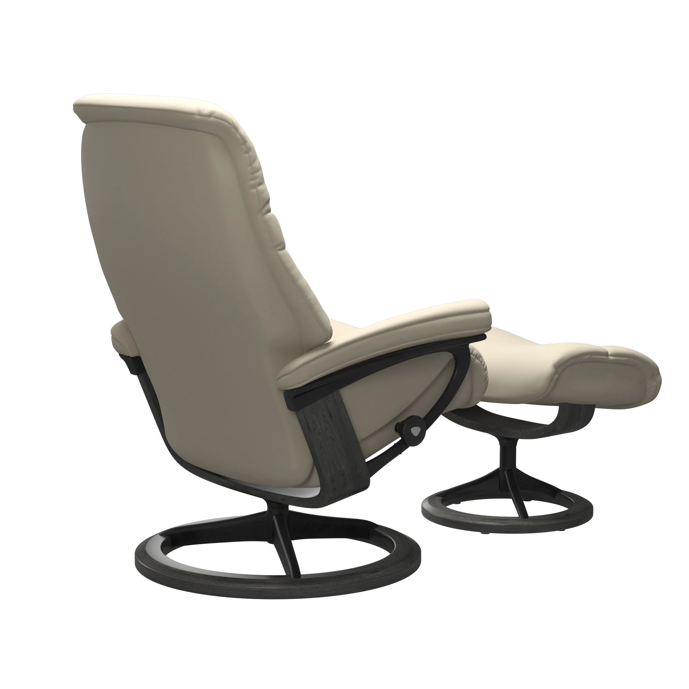Stressless Sunrise Signature Sessel mit Hocker M Leder Batick Cream Grau Mattschwarz