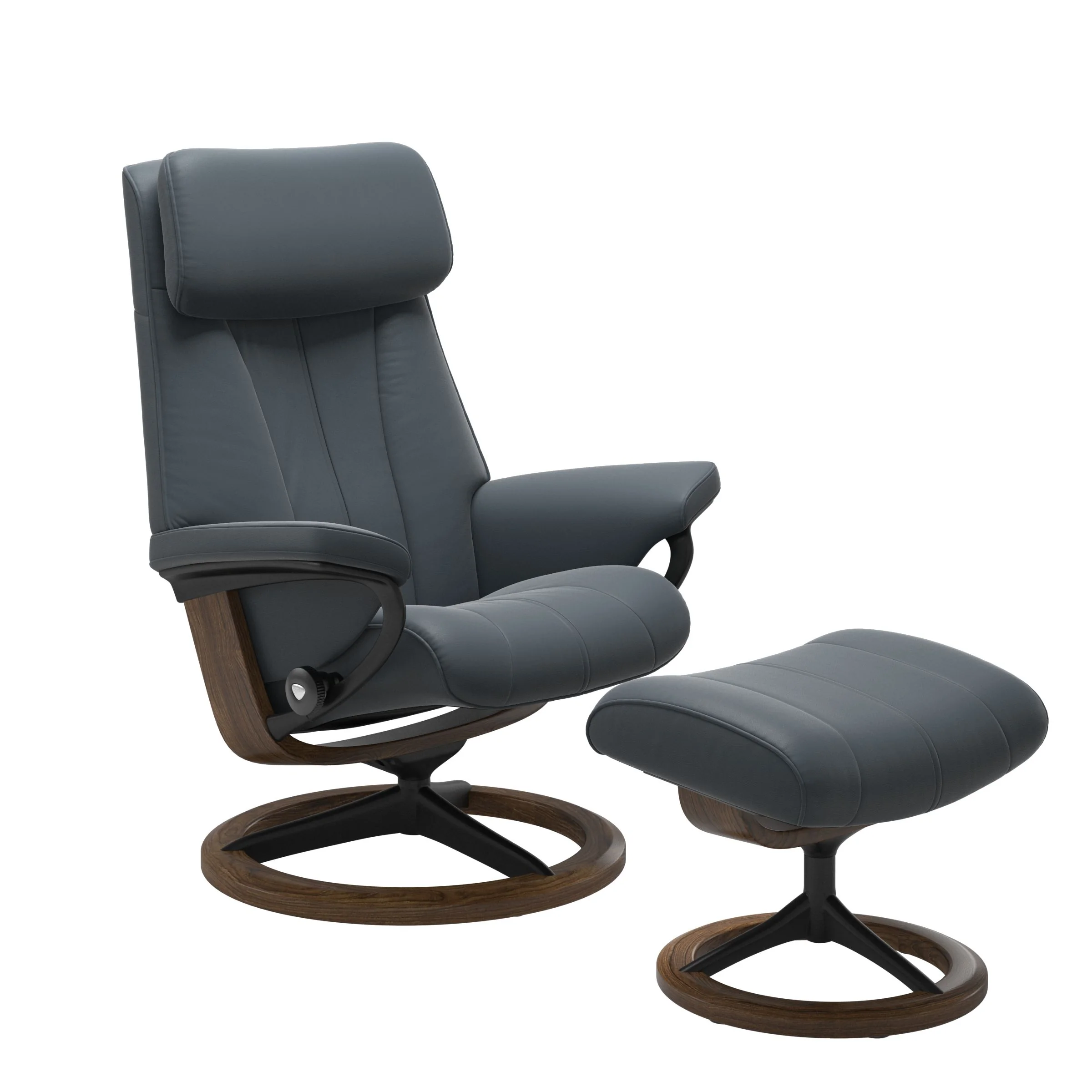 Stressless Paul Signature Sessel mit Hocker M Leder Batick Teak Mattschwarz