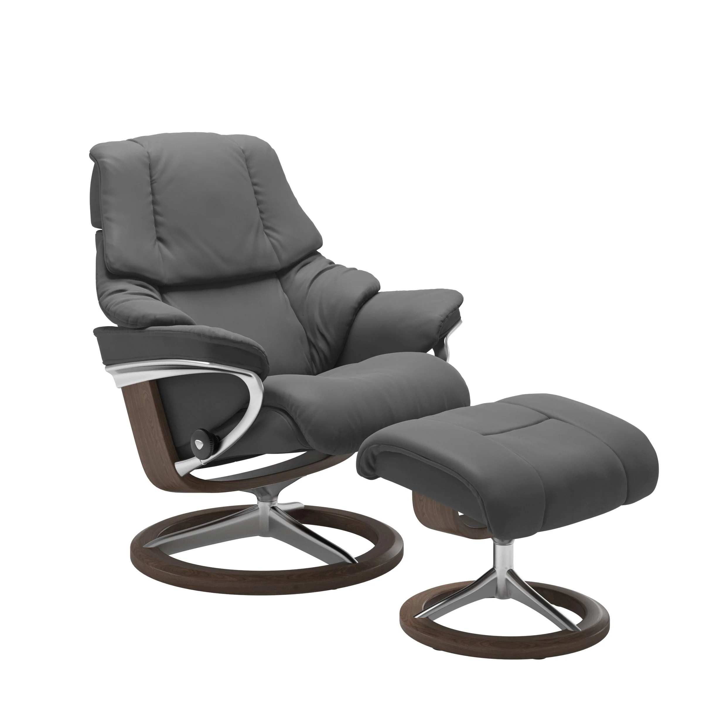 Stressless Reno Signature Sessel mit Hocker M Leder Batick Walnuss Chrom
